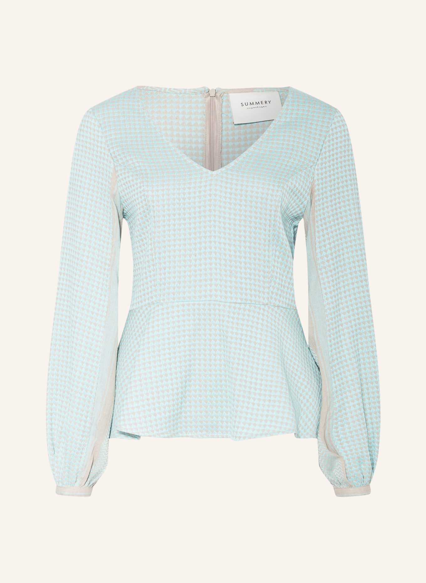 SUMMERY COPENHAGEN Shirt blouse FREYA, Color: TURQUOISE/ BEIGE (Image 1)