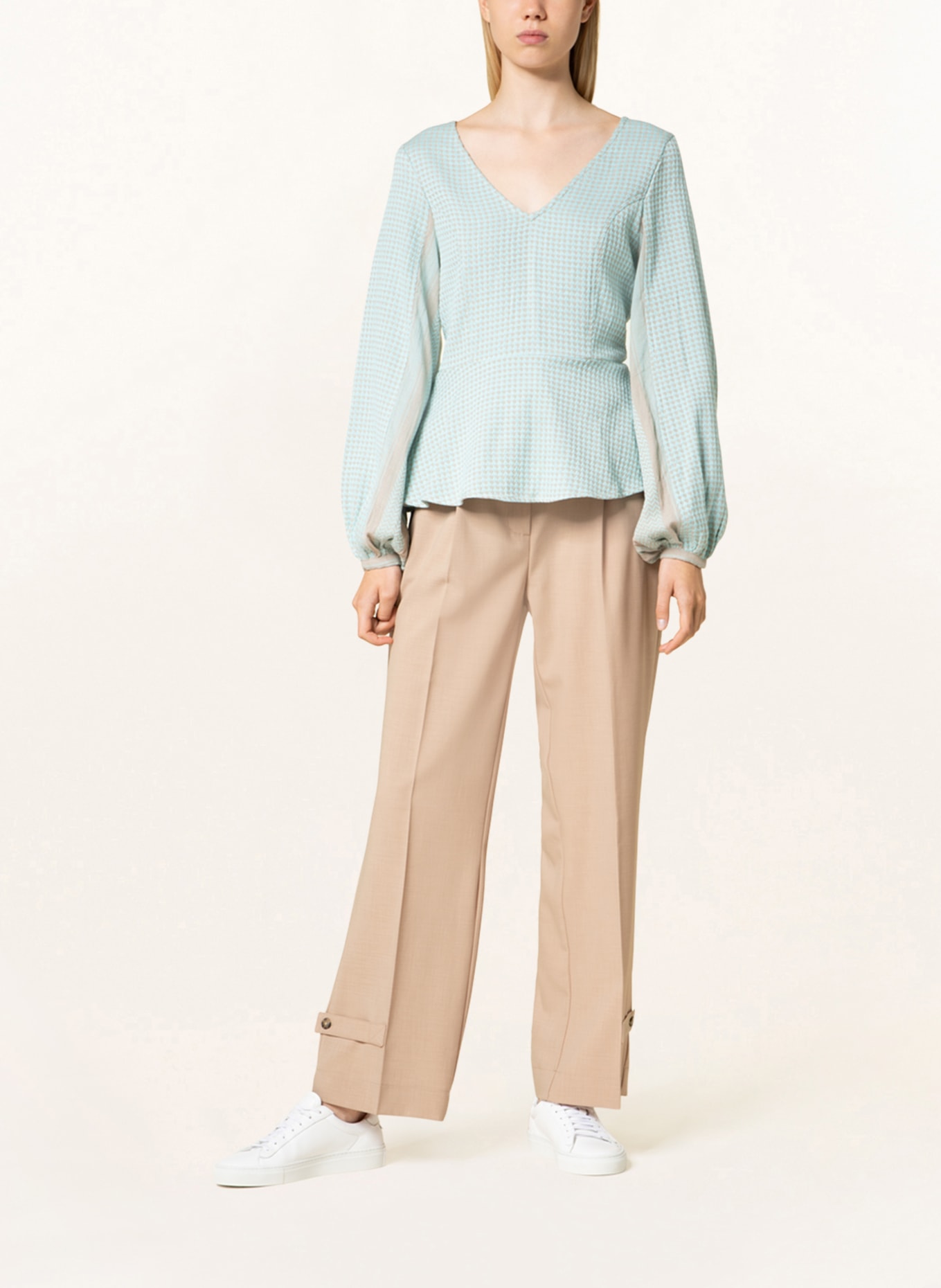 SUMMERY COPENHAGEN Shirt blouse FREYA, Color: TURQUOISE/ BEIGE (Image 2)
