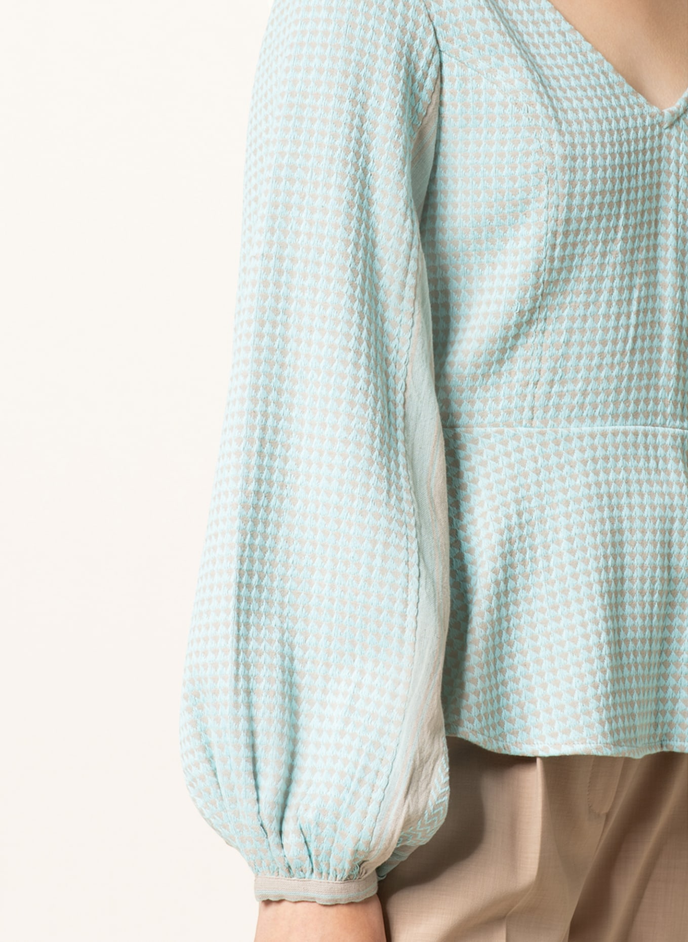 SUMMERY COPENHAGEN Shirt blouse FREYA, Color: TURQUOISE/ BEIGE (Image 4)