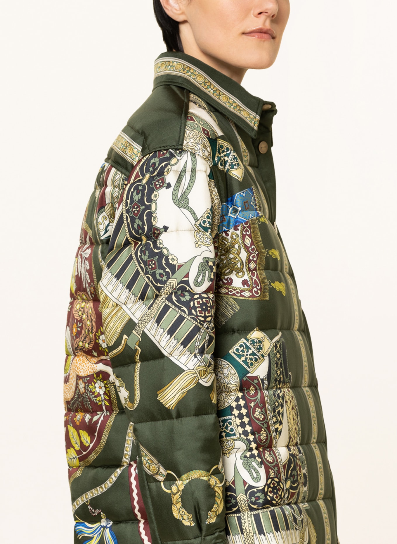 ETRO Quilted jacket with silk, Color: DARK GREEN/ ECRU/ LIGHT GREEN (Image 4)