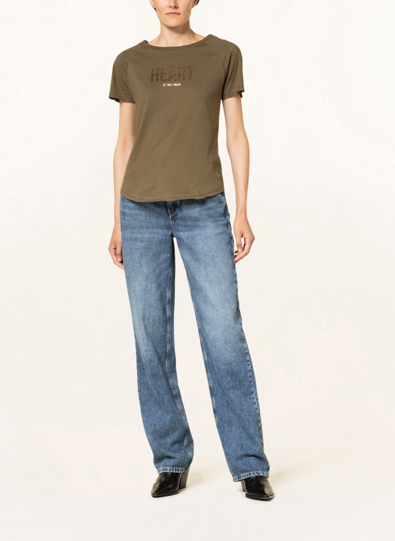 MOS MOSH T-shirt LENI z ozdobnymi kamykami, Kolor: OLIWKOWY (Obrazek 2)