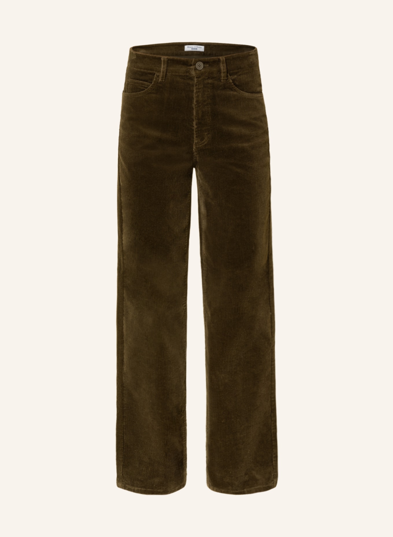 Marc O'Polo DENIM Wide leg trousers made of corduroy, Color: KHAKI (Image 1)