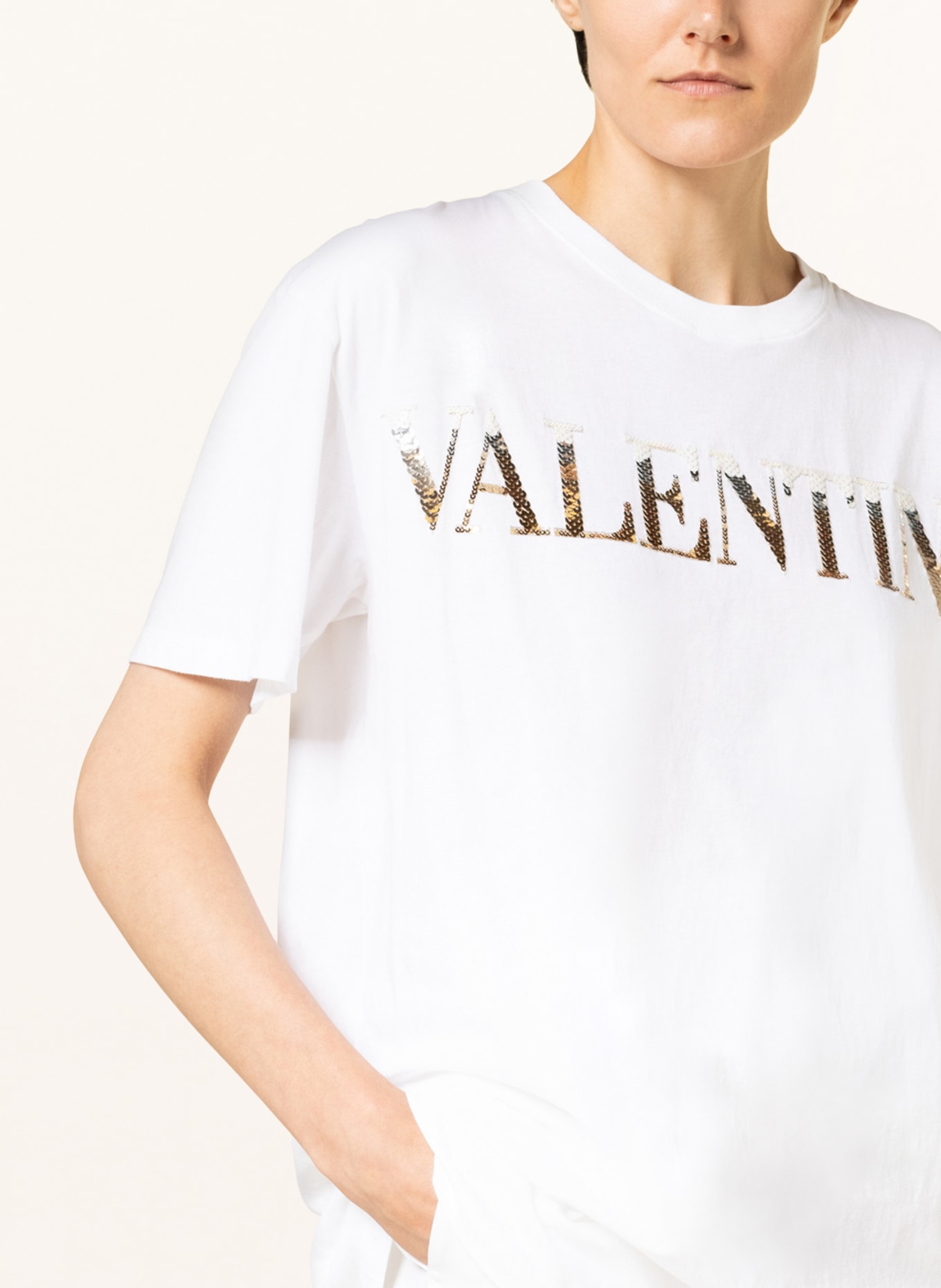 personale klipning Behandle VALENTINO T-shirt with sequins in white