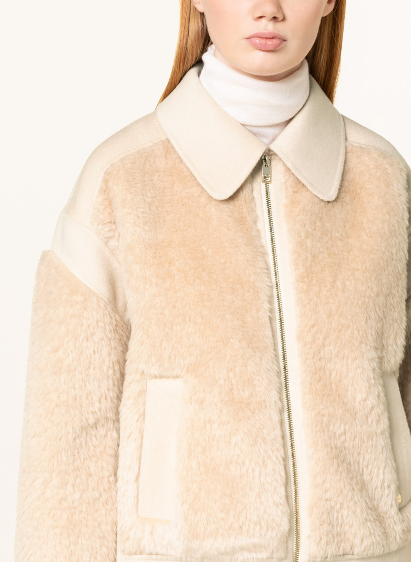 MARC CAIN Kurtka ze sztucznego futra: 612 soft bisque