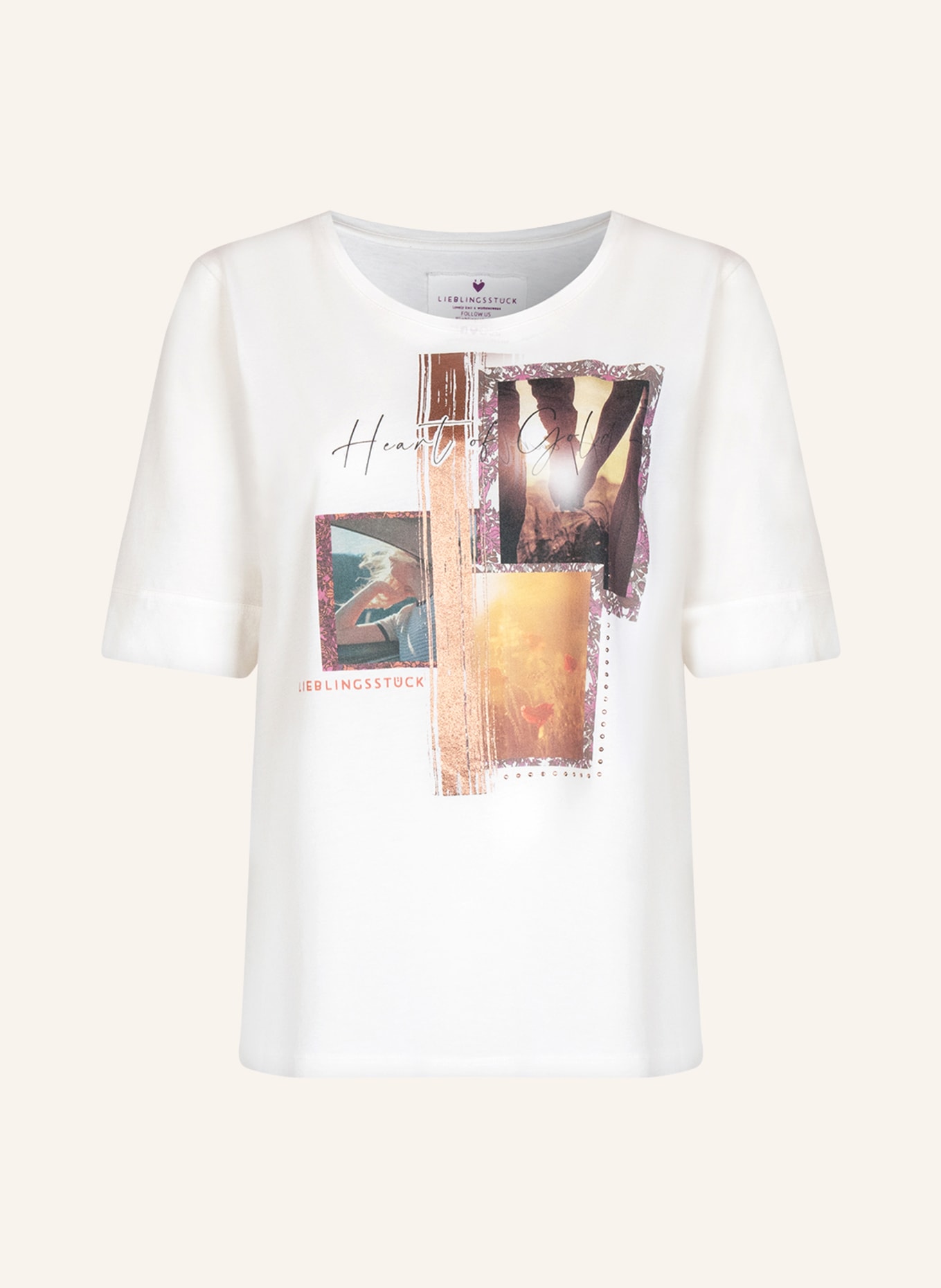 LIEBLINGSSTÜCK T-shirt z obszyciem ozdobnymi kamykami , Kolor: BIAŁY (Obrazek 1)