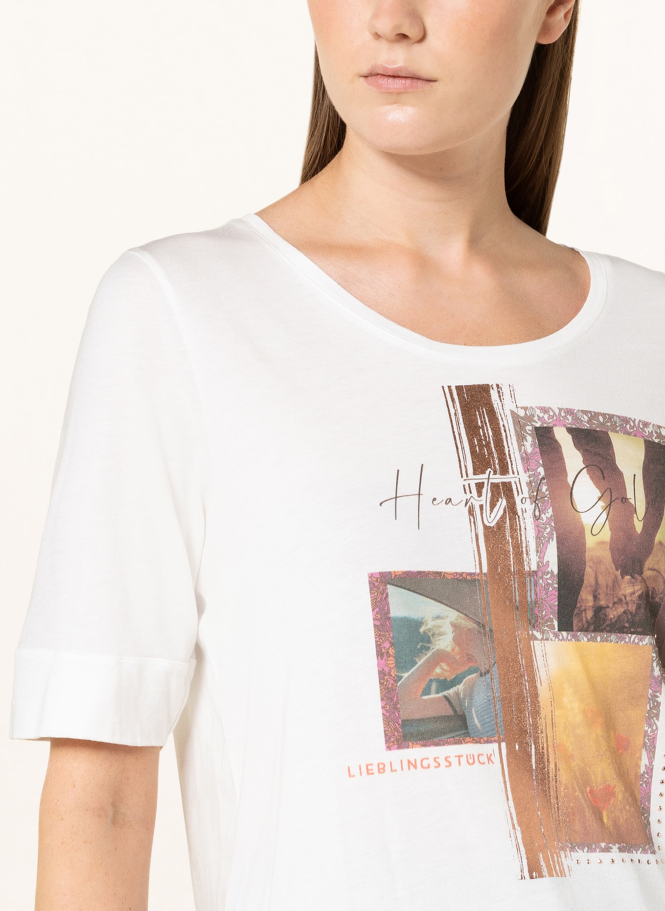 LIEBLINGSSTÜCK T-shirt z obszyciem ozdobnymi kamykami , Kolor: BIAŁY (Obrazek 4)