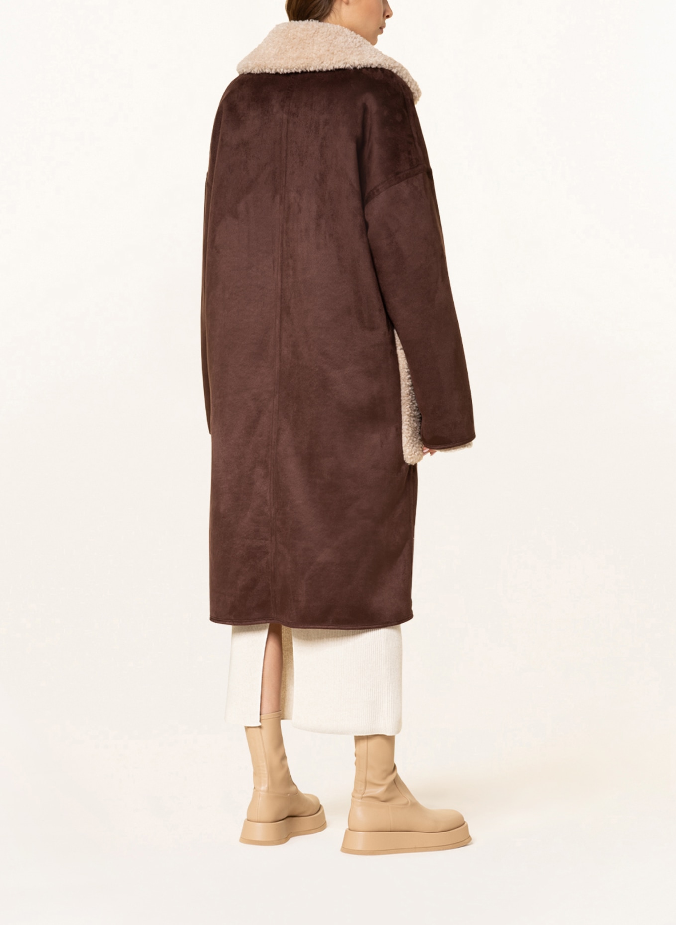 MUNTHE Teddy coat INCASA reversible, Color: DARK BROWN/ CREAM (Image 4)