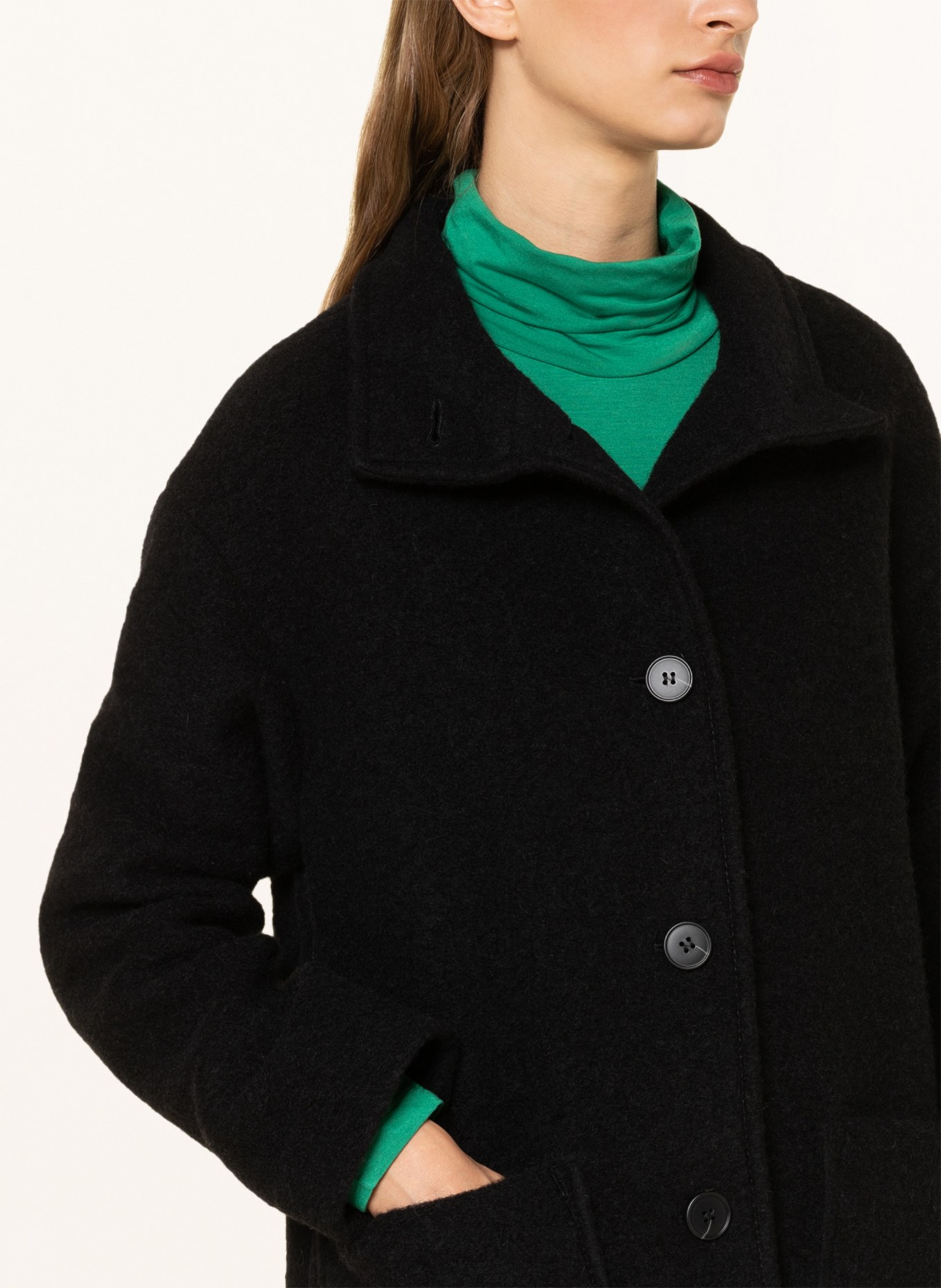 darling harbour Wool coat, Color: BLACK (Image 4)