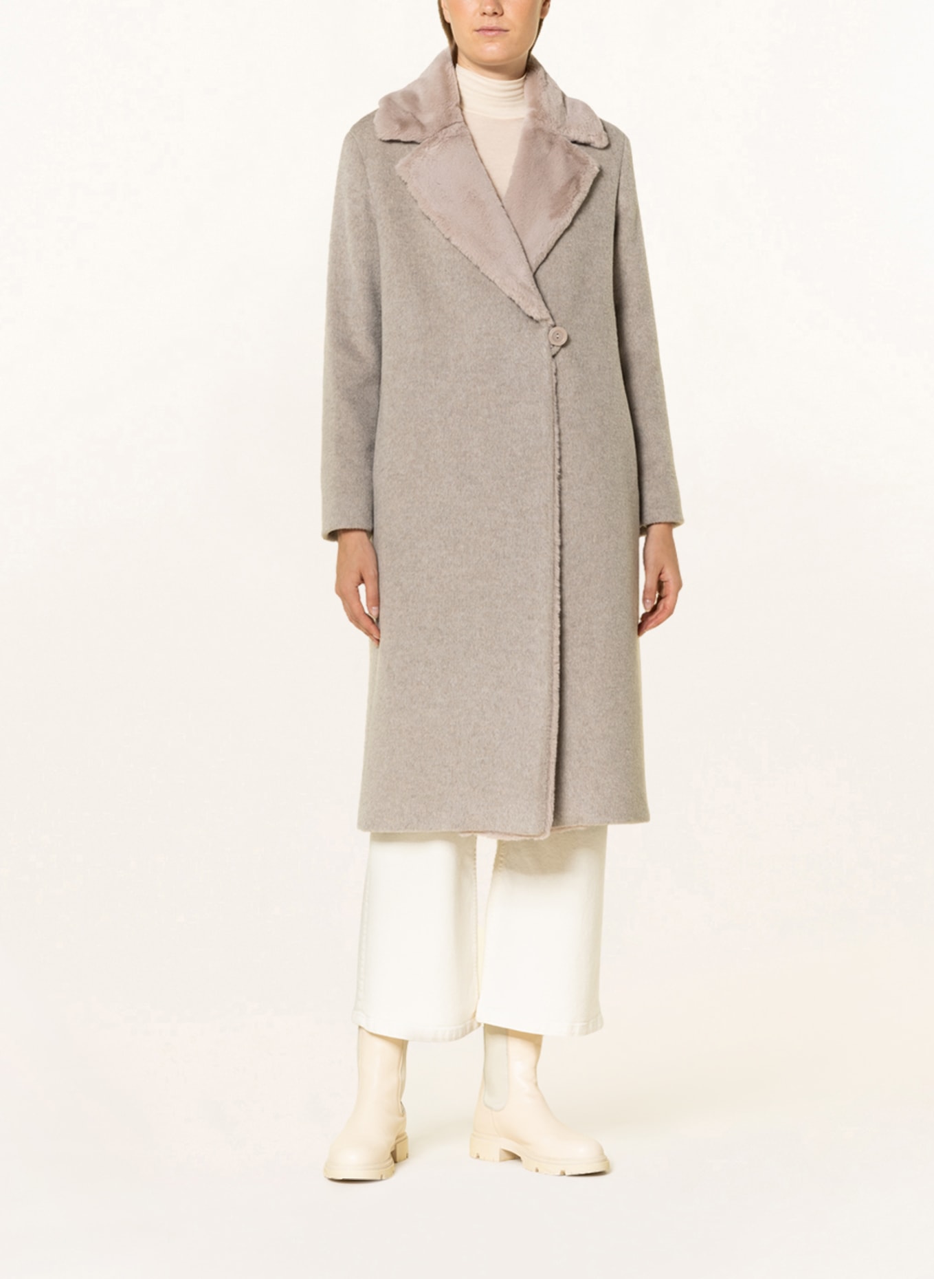 ICONS CINZIA ROCCA Wool coat, Color: BEIGE (Image 2)