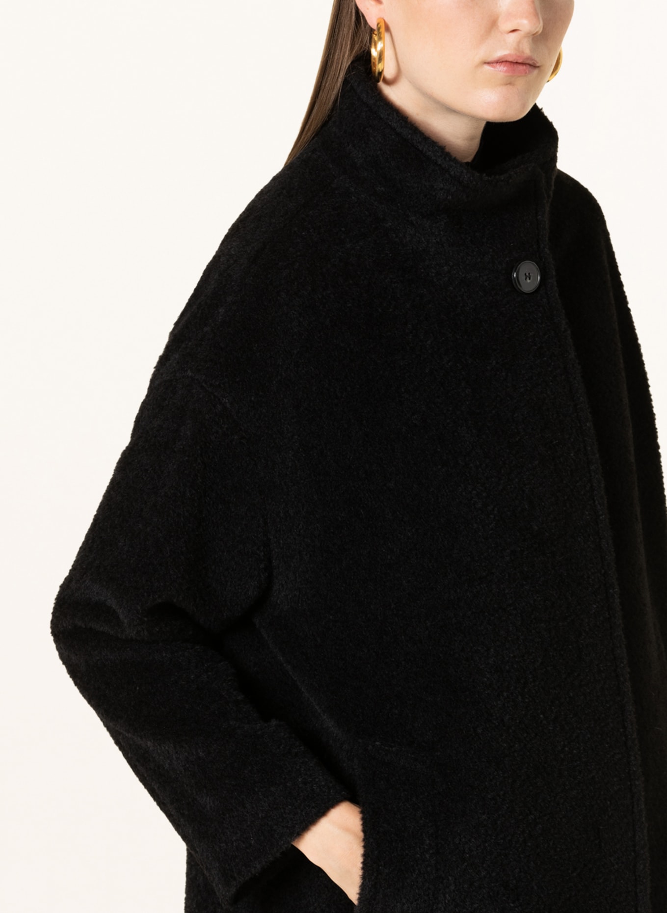 ICONS CINZIA ROCCA Coat with alpaca , Color: BLACK (Image 4)