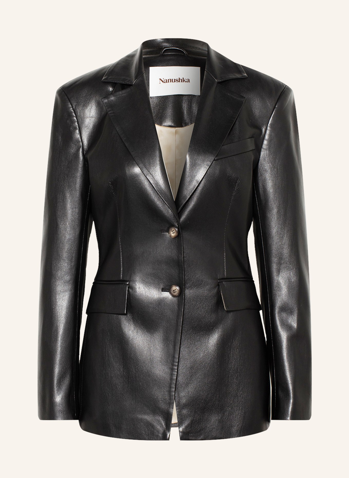 Nanushka Long blazer HATHI in leather look, Color: BLACK (Image 1)