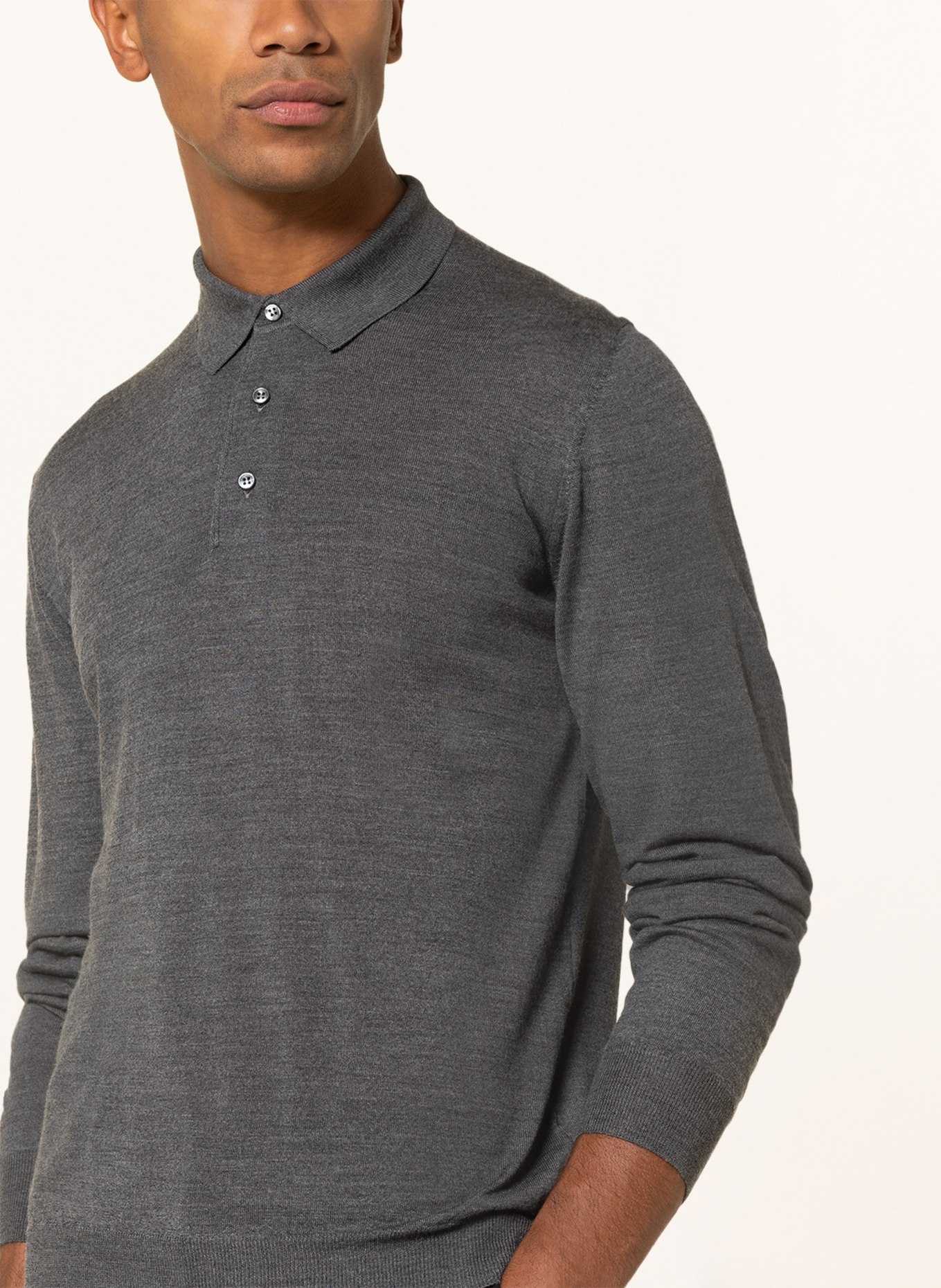 FEDELI Knit polo shirt in dark gray