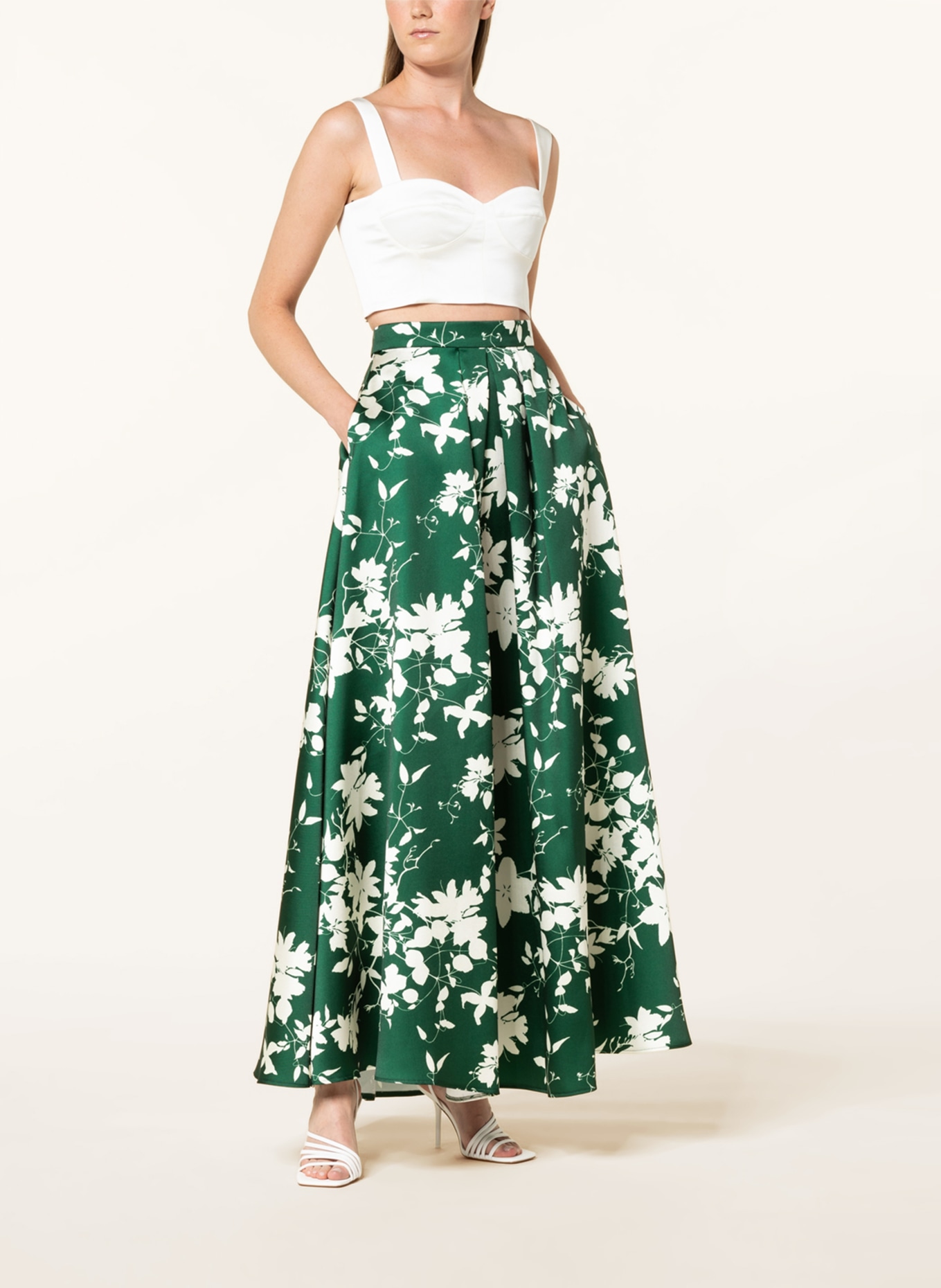 SWING Skirt, Color: GREEN/ ECRU (Image 2)