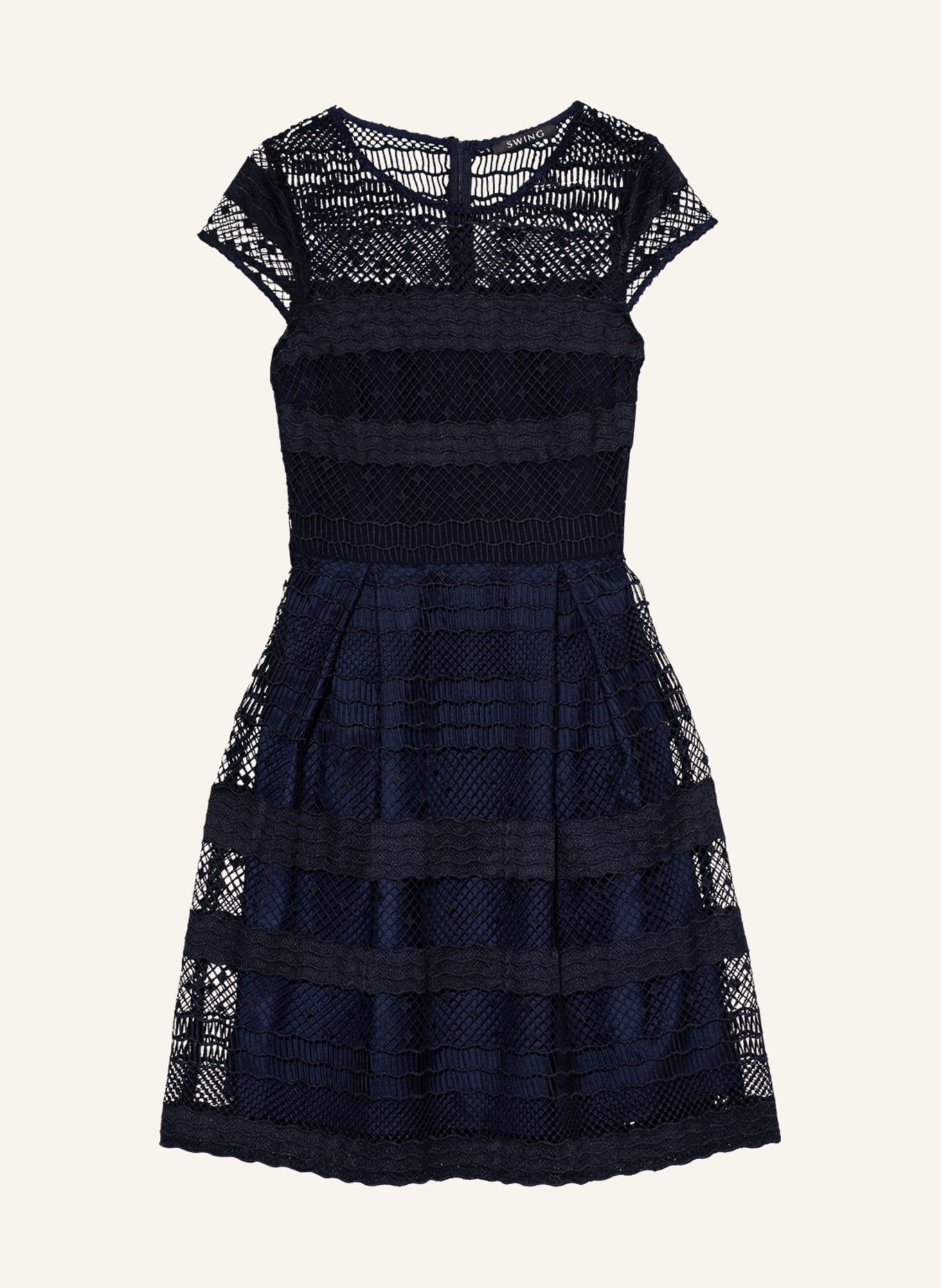 SWING Cocktail dress with crochet lace, Color: DARK BLUE (Image 1)
