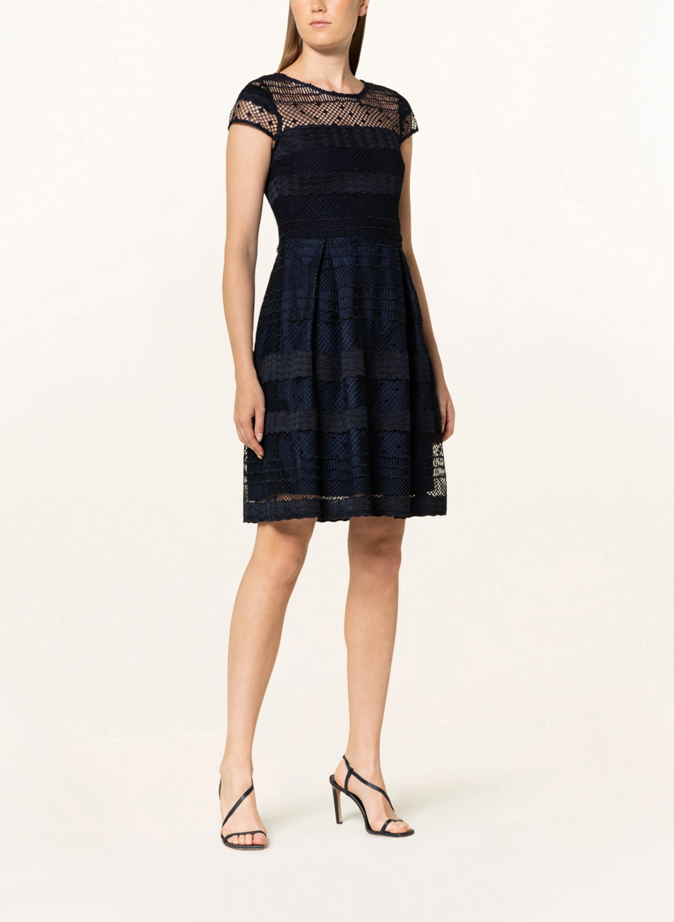 SWING Cocktail dress with crochet lace, Color: DARK BLUE (Image 2)