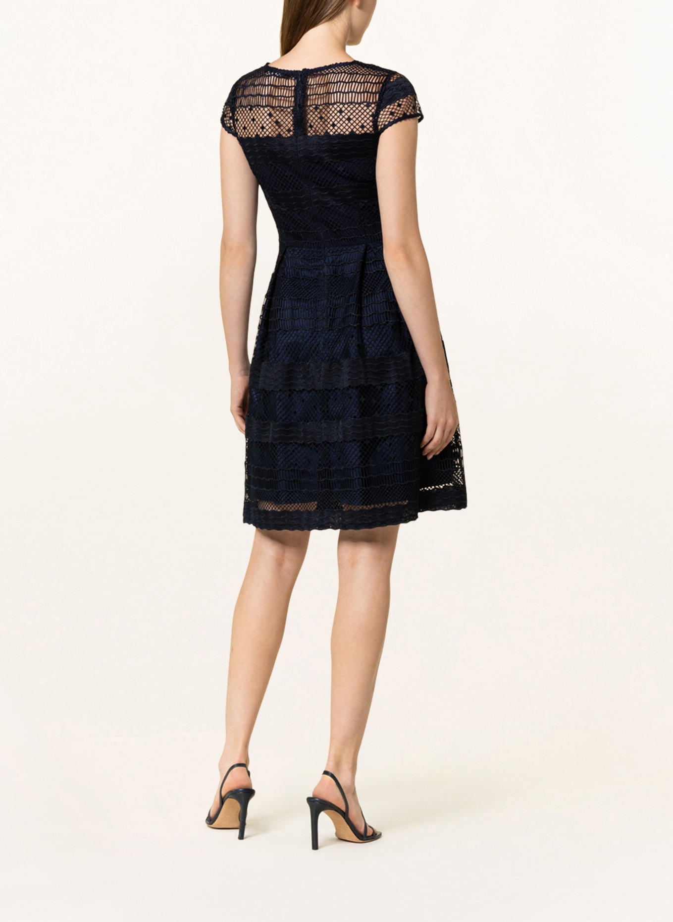 SWING Cocktail dress with crochet lace, Color: DARK BLUE (Image 3)