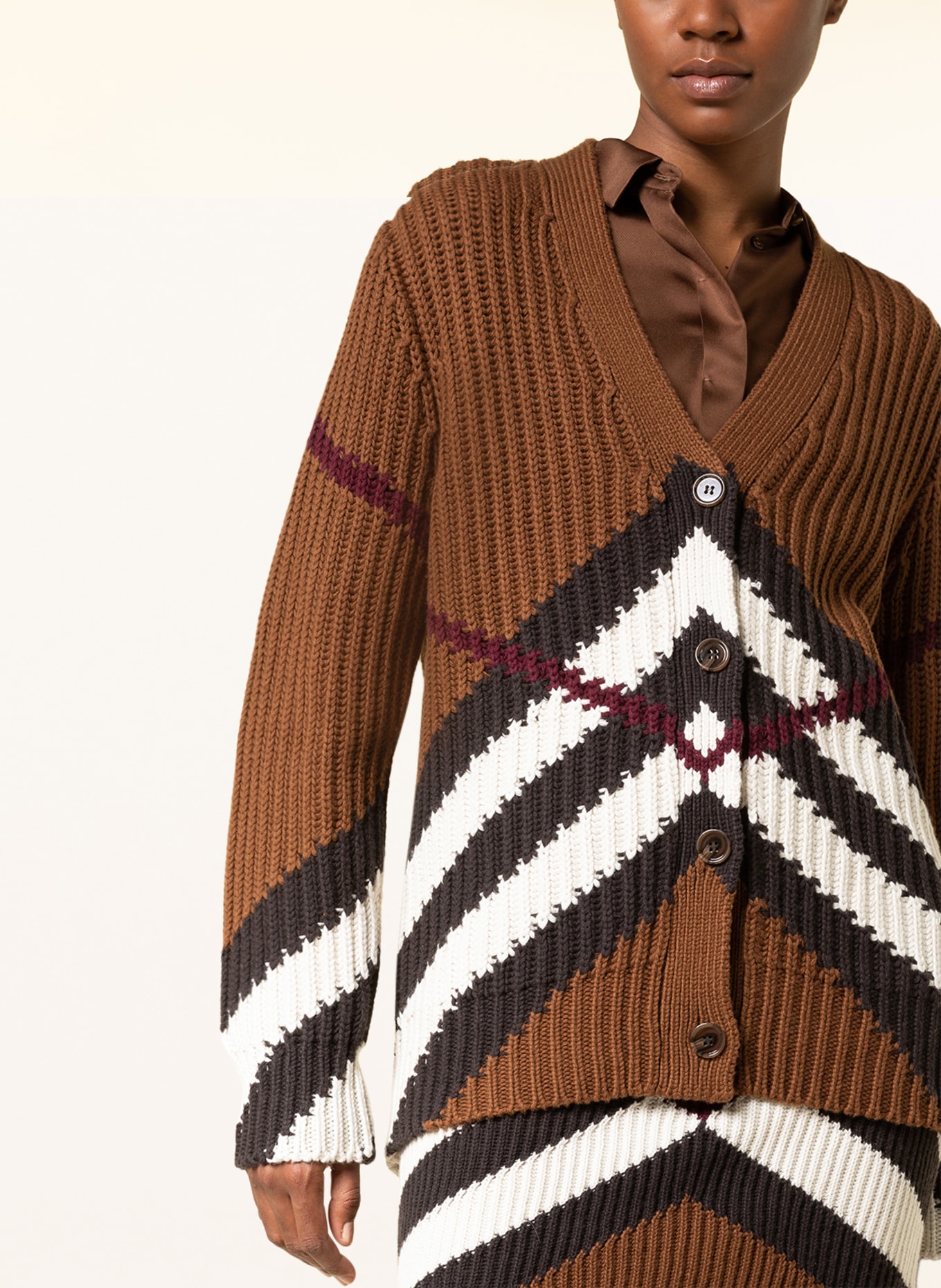 BURBERRY Pletený kabátek KARINE s kašmírem, Barva: HNĚDÁ (Obrázek 4)
