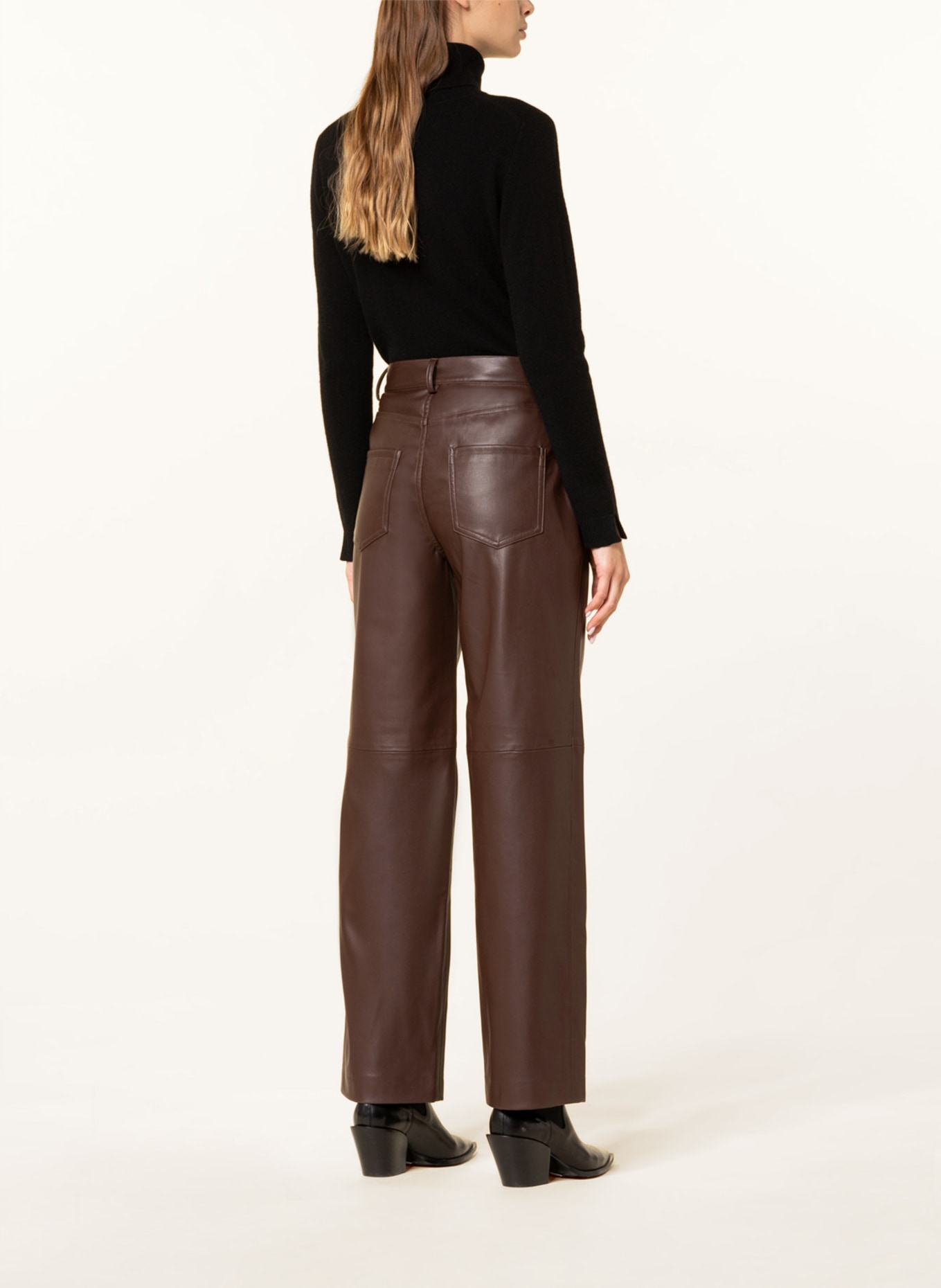 ICHI Trousers IHSIA in leather look , Color: BROWN (Image 3)