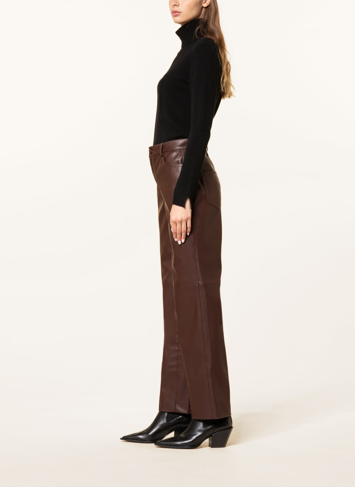 ICHI Trousers IHSIA in leather look , Color: BROWN (Image 4)