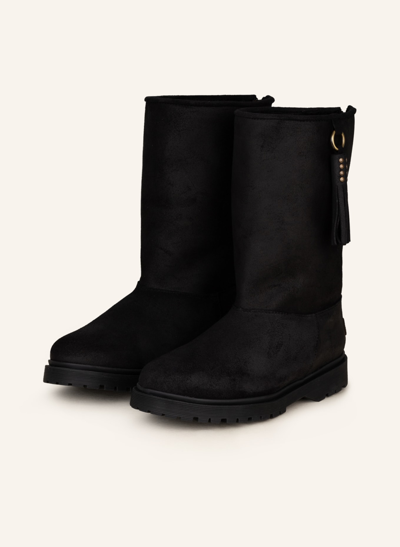 Leather boots top with fur trim
