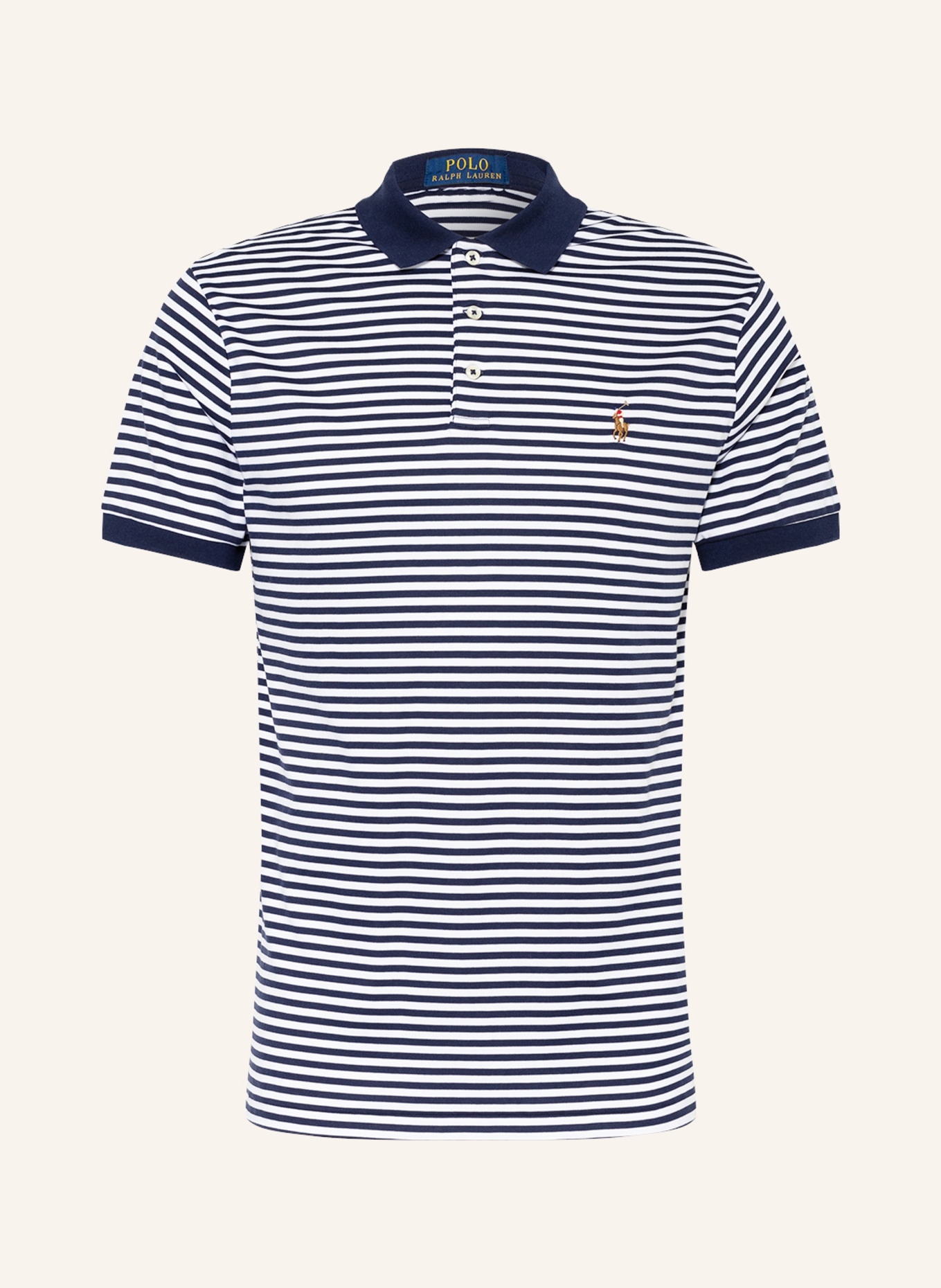 POLO RALPH LAUREN Jersey-Poloshirt Custom Slim Fit, Farbe: WEISS/ DUNKELBLAU (Bild 1)