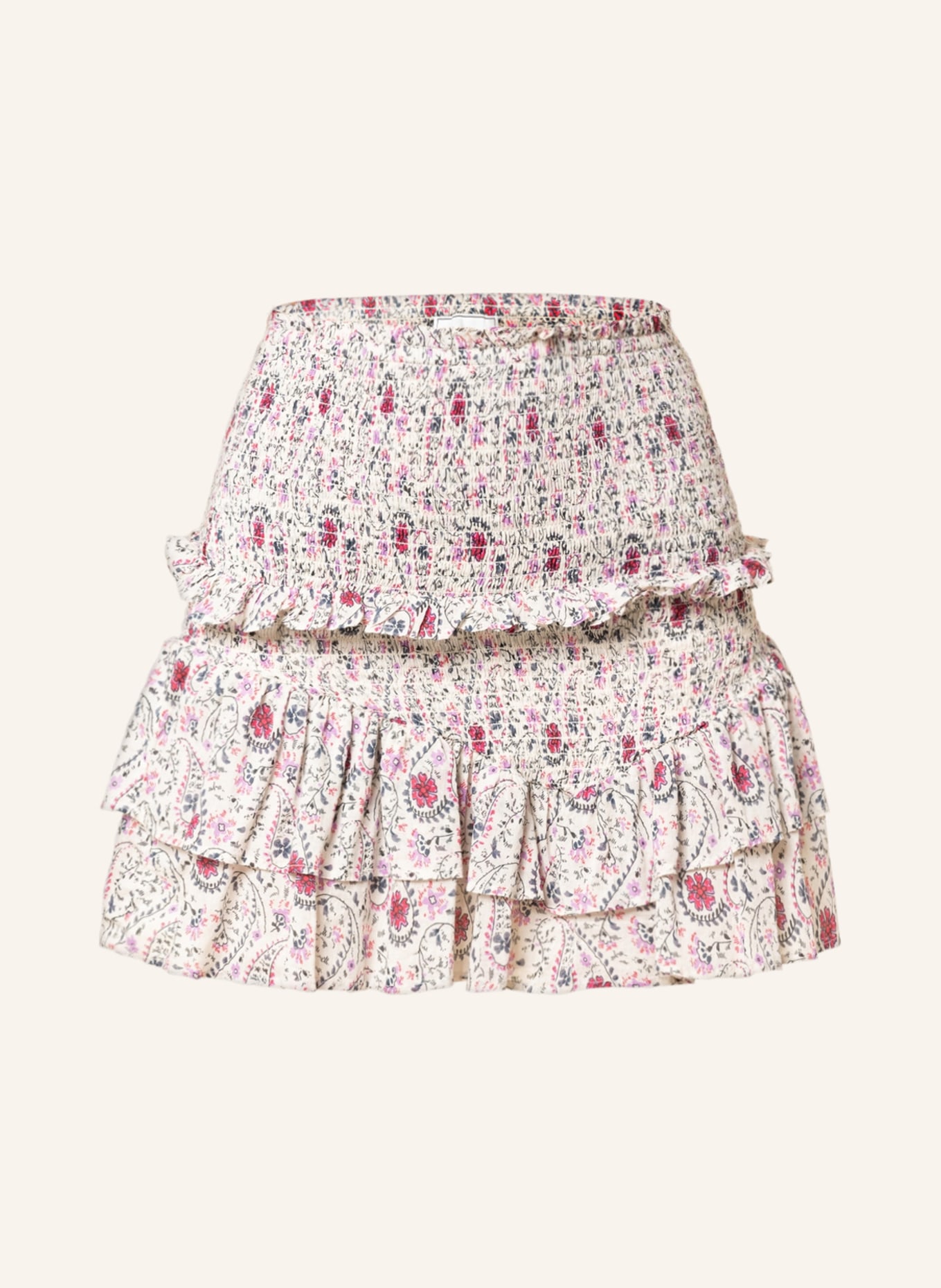 NOIR Skirt MATA with ruffles in ecru/ pink/