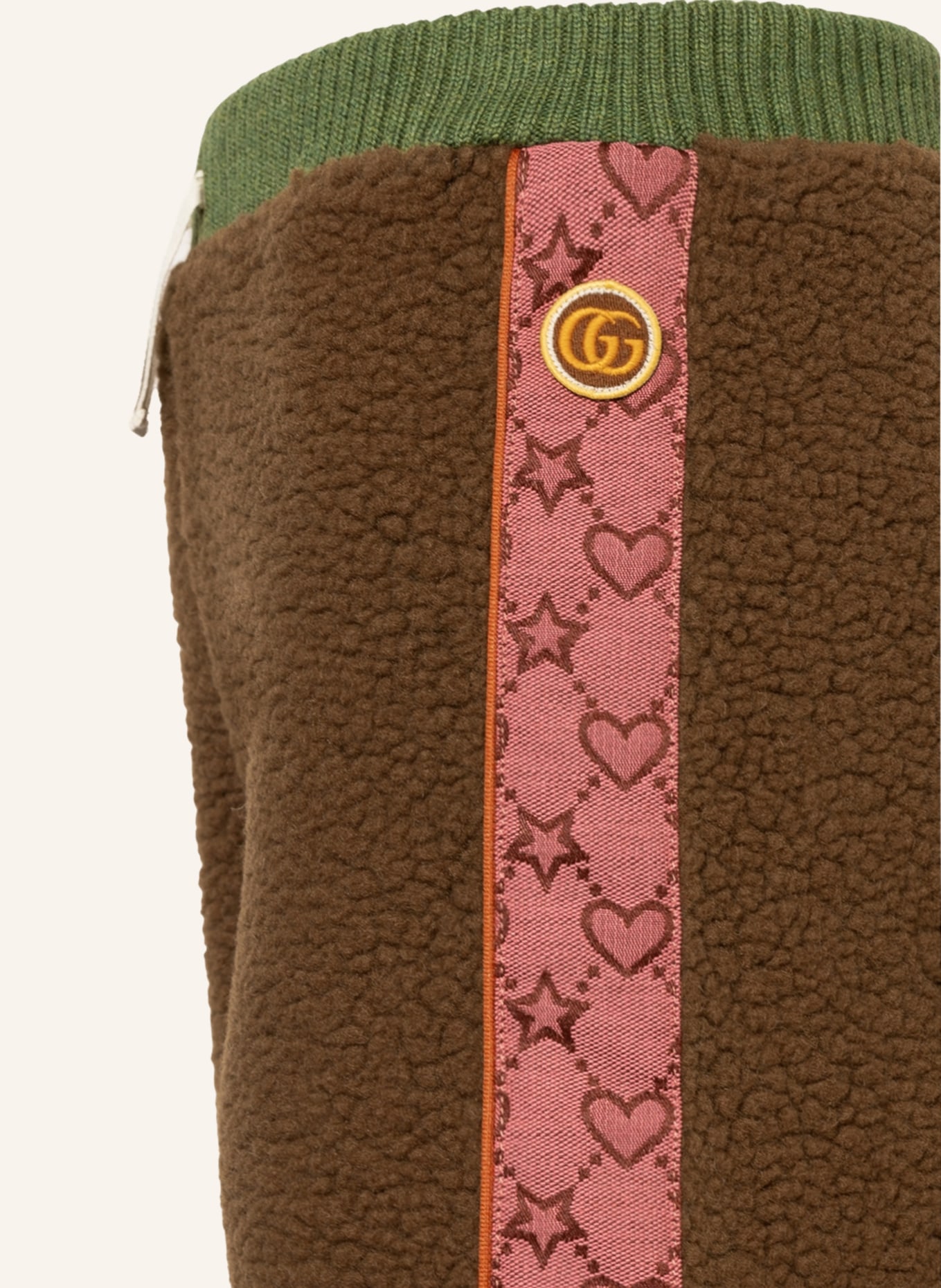GUCCI Spodnie w stylu dresowym z pluszowym materiałem i lampasami , Kolor: 5150 PINK/BROWN (Obrazek 3)