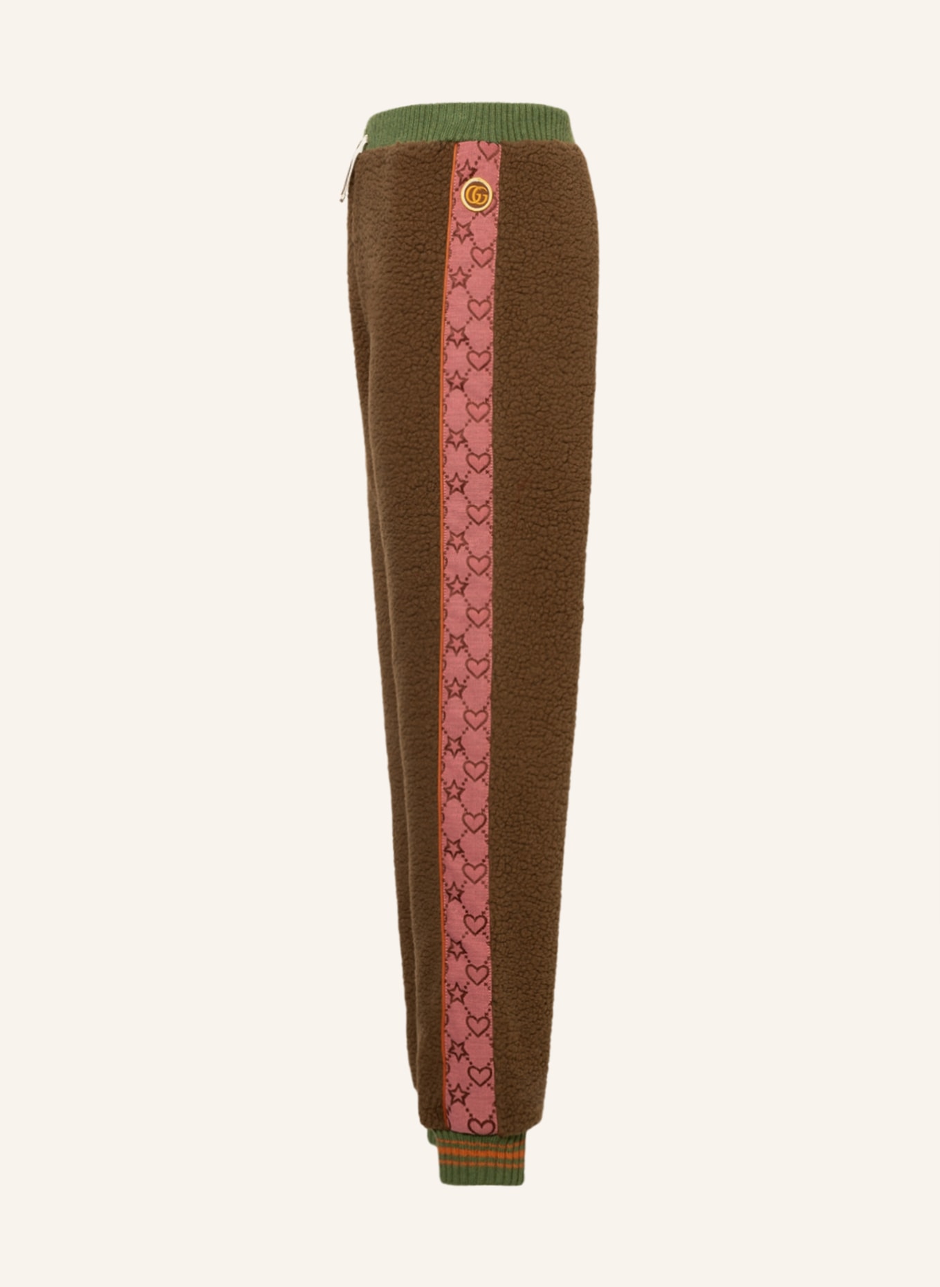 GUCCI Spodnie w stylu dresowym z pluszowym materiałem i lampasami , Kolor: 5150 PINK/BROWN (Obrazek 4)