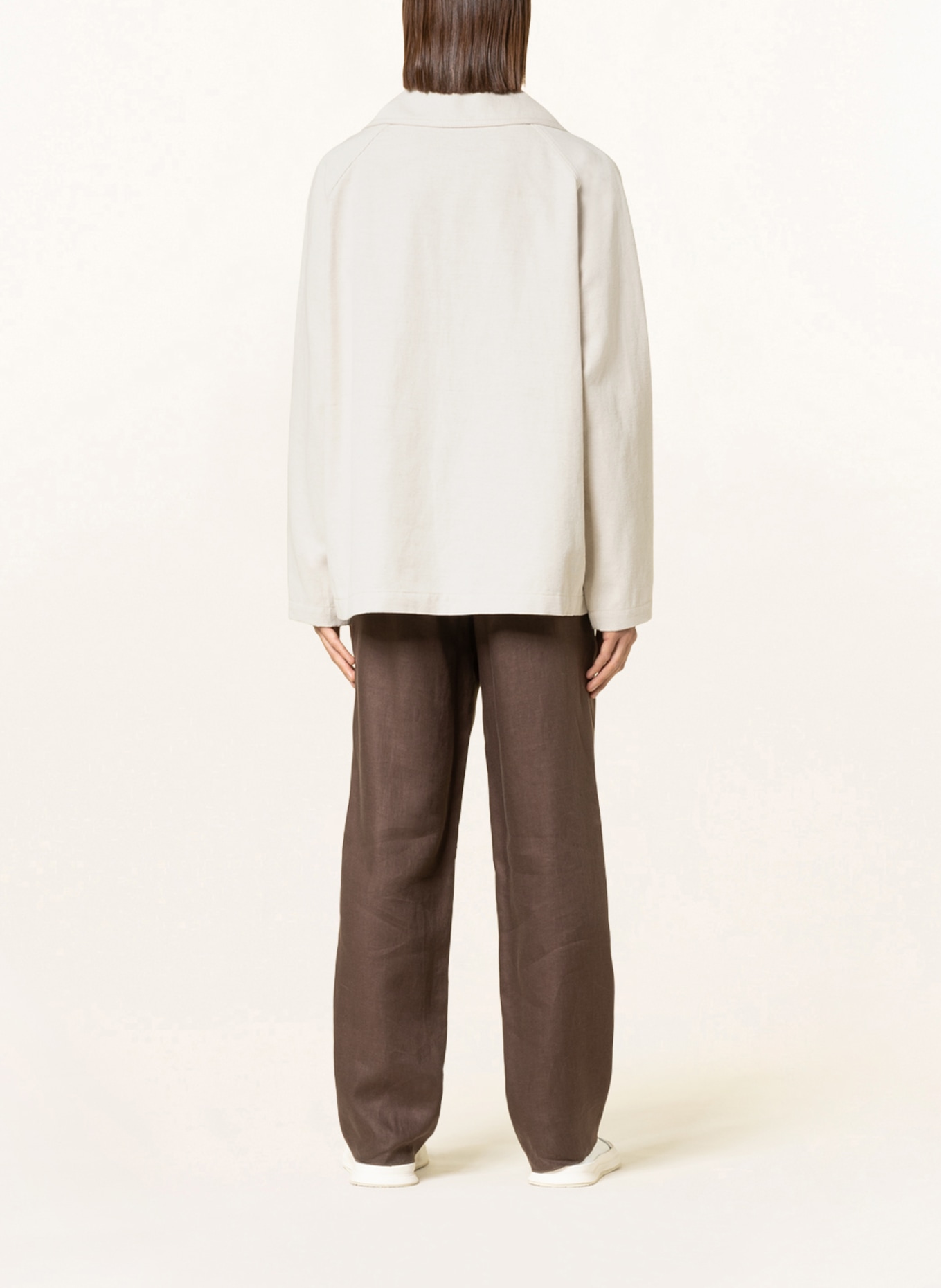 Nanushka Jersey half-zip sweater LOUKA with linen, Color: CREAM (Image 3)