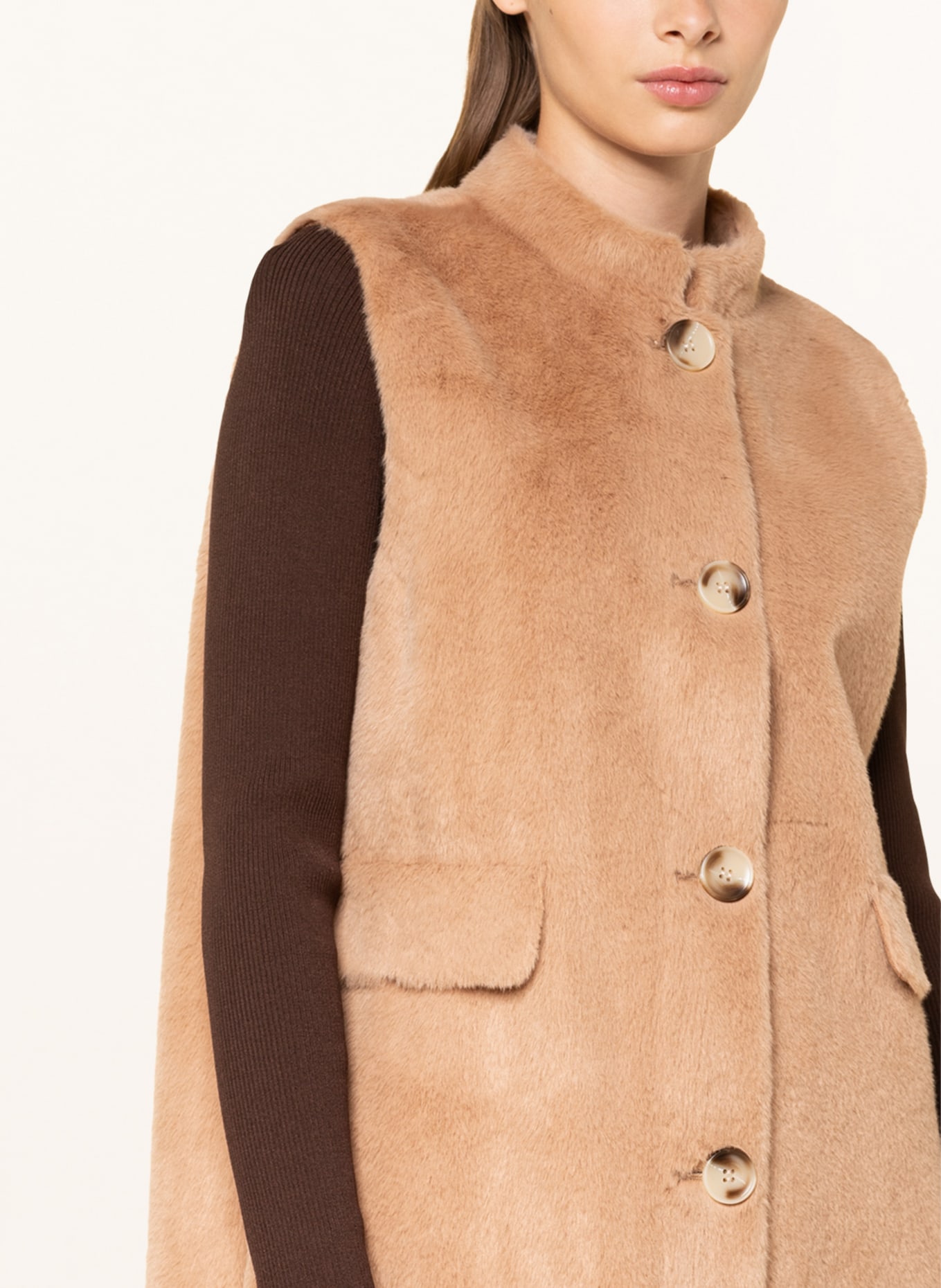 Light brown faux fur vest clearance