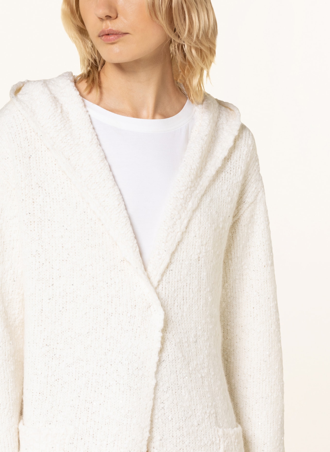 FABIANA FILIPPI Knit cardigan with sequins, Color: WHITE (Image 5)