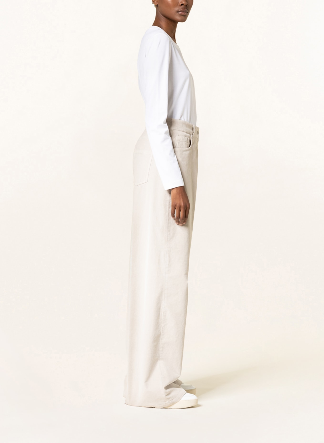 FABIANA FILIPPI Spodnie marlena ze sztruksu, Kolor: KREMOWY (Obrazek 4)