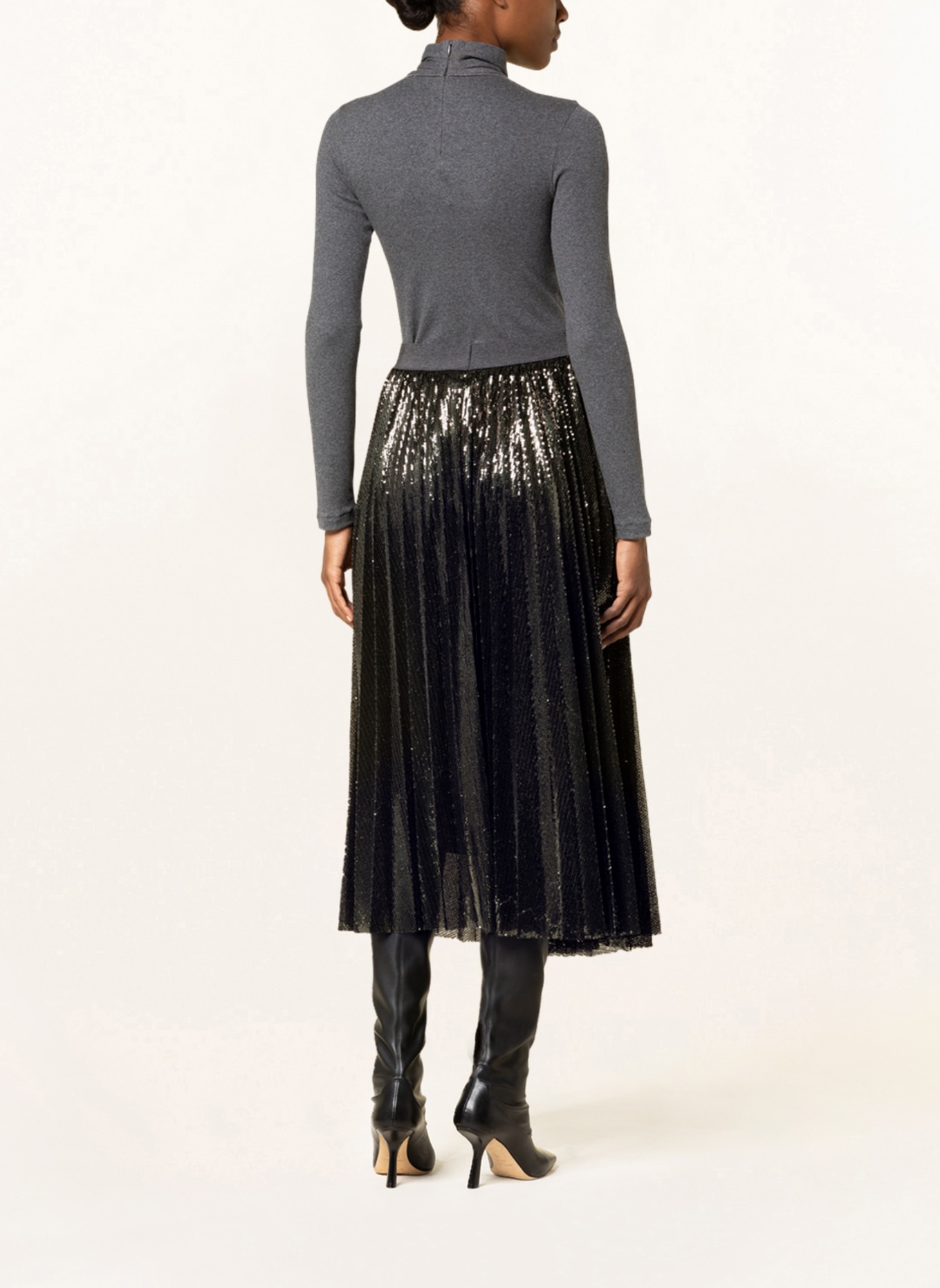 FABIANA FILIPPI Pleated skirt with sequins, Color: BLACK (Image 3)