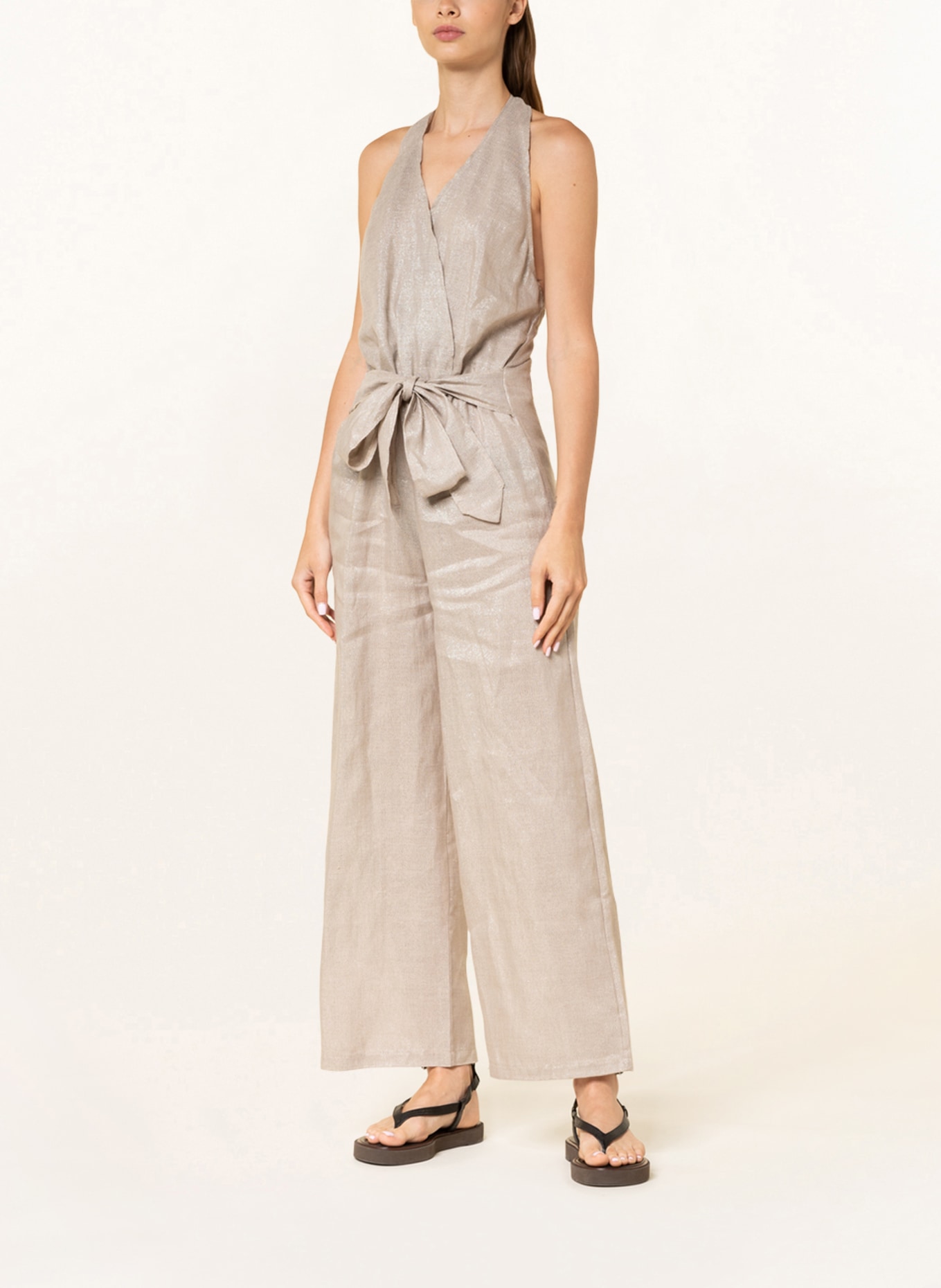 MIRYAM Linen jumpsuit with glitter thread, Color: GOLD/ BEIGE (Image 2)