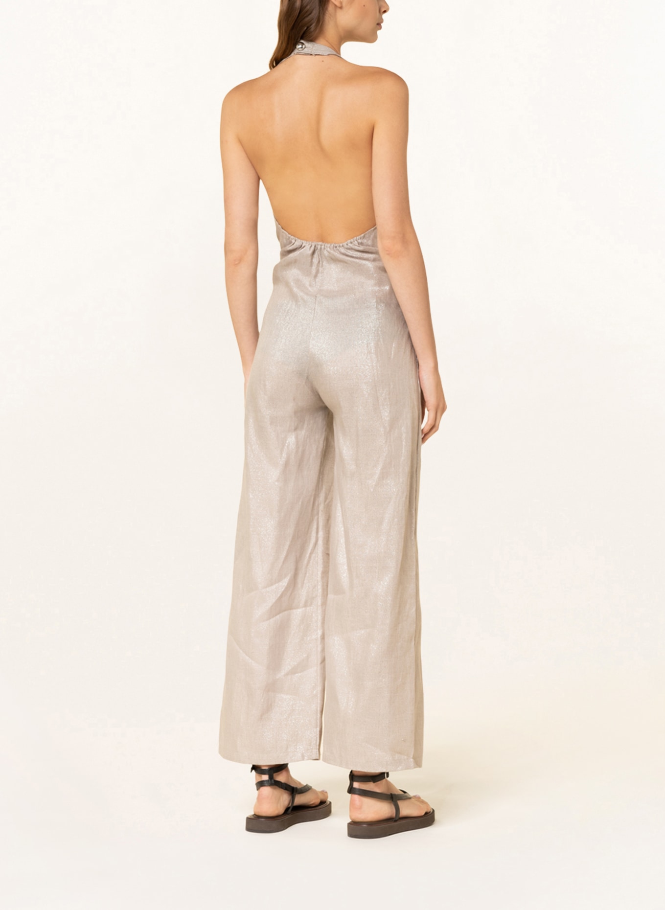 MIRYAM Linen jumpsuit with glitter thread, Color: GOLD/ BEIGE (Image 3)