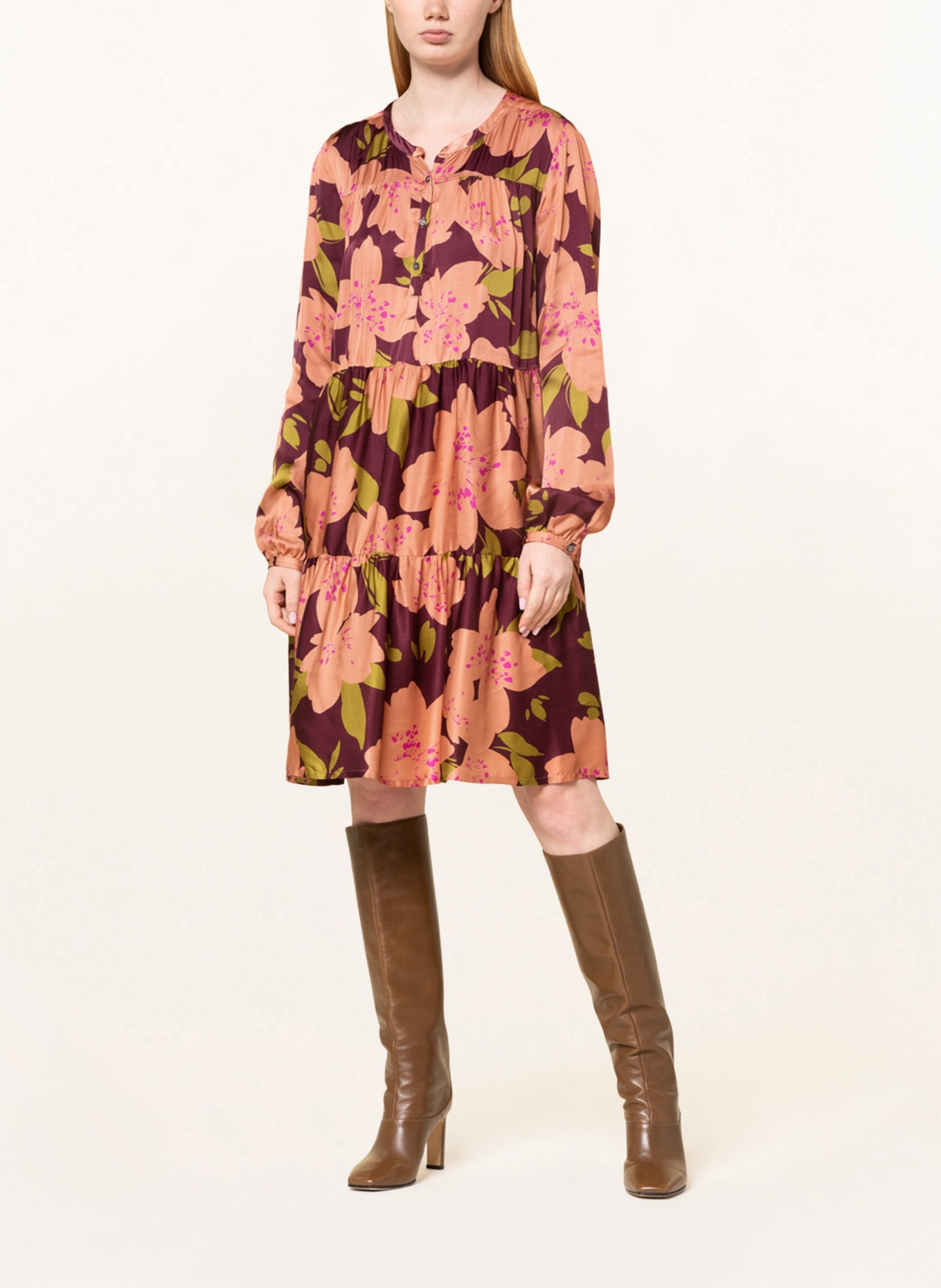 ROBERT FRIEDMAN Kleid ELVIRA, Farbe: DUNKELROT/ ROSÉ/ OLIV (Bild 2)