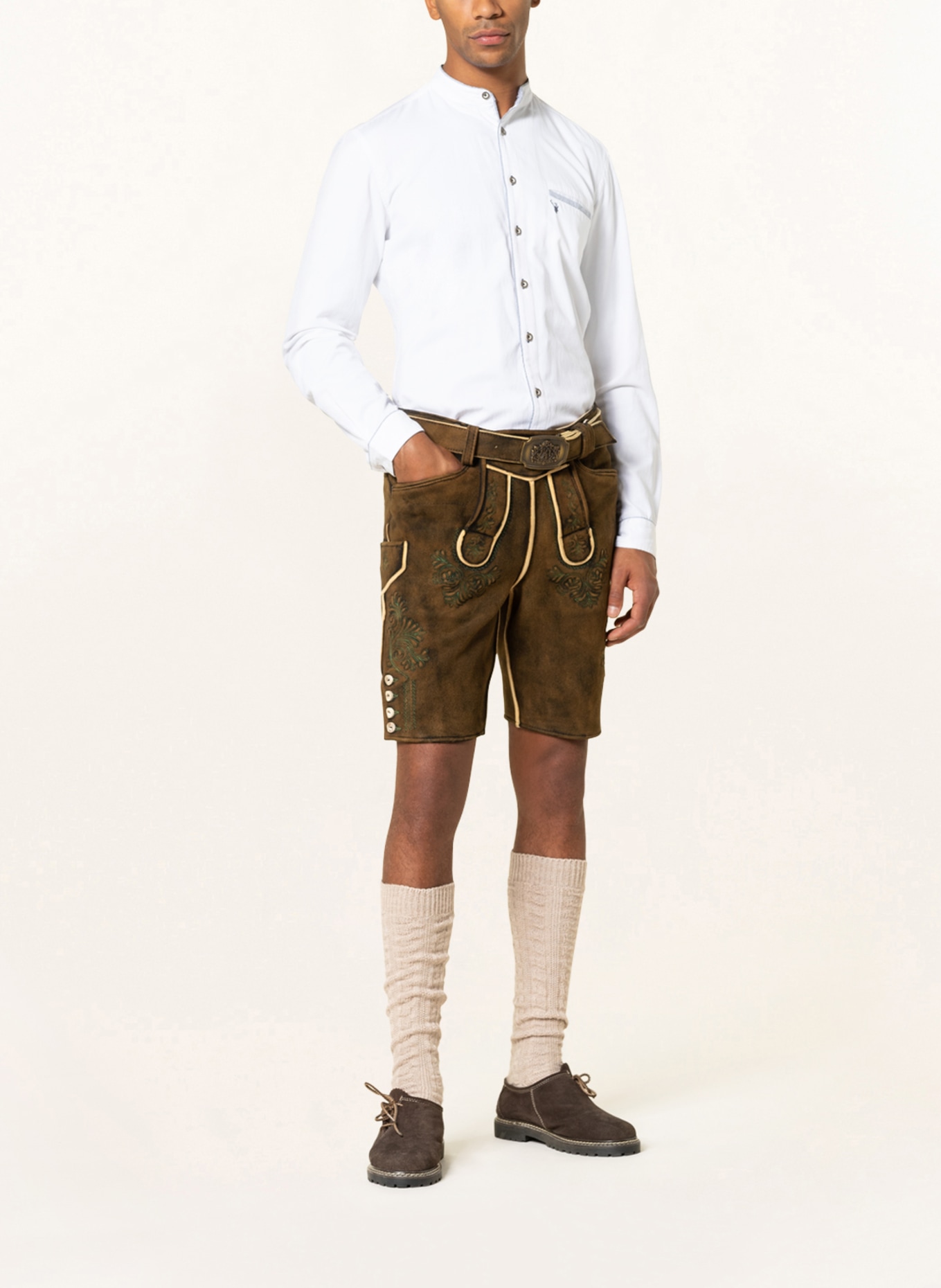 Hammerschmid Spodnie skórzane w stylu ludowym LERCH, Kolor: BRĄZOWY (Obrazek 2)
