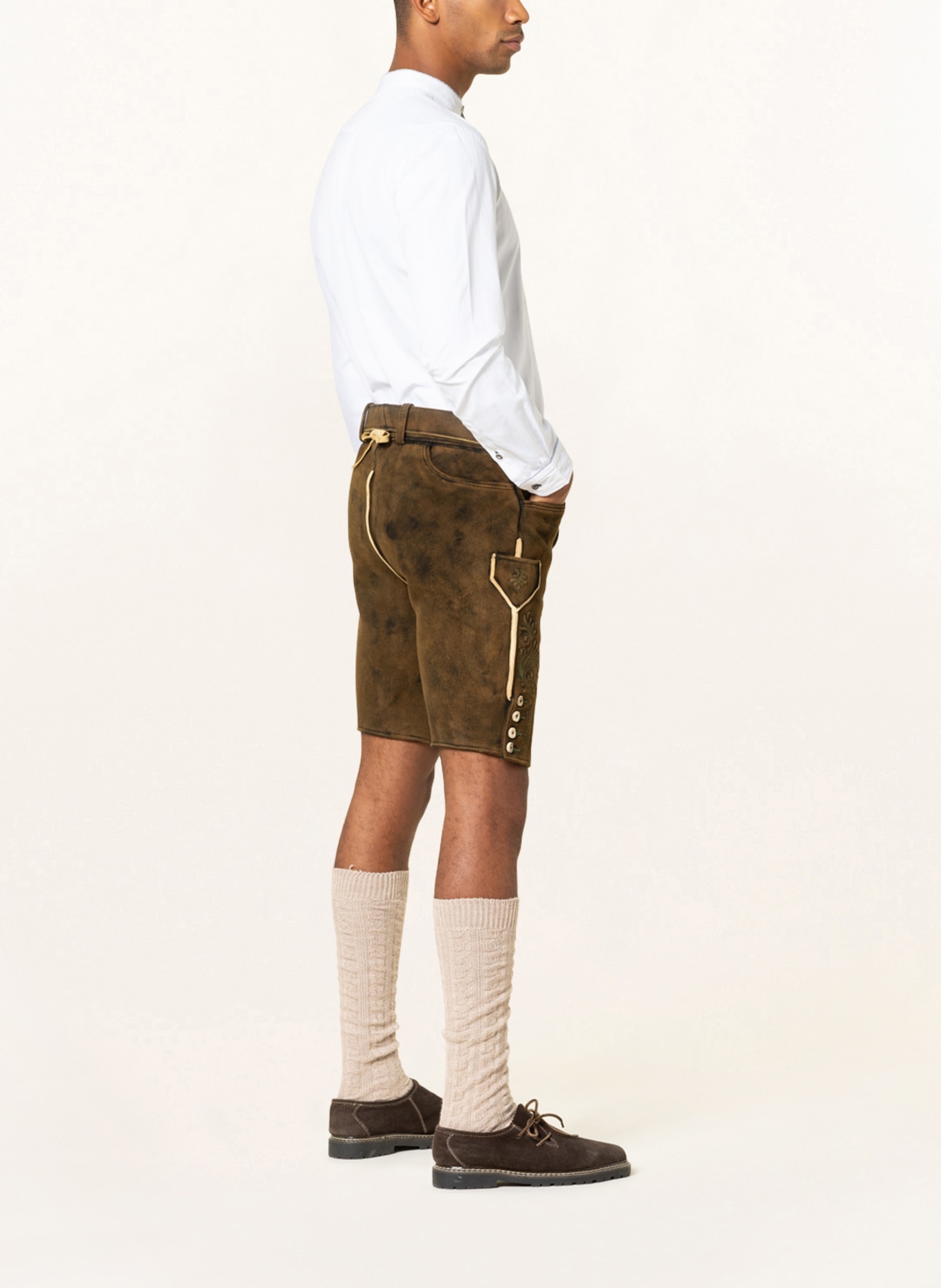 Hammerschmid Spodnie skórzane w stylu ludowym LERCH, Kolor: BRĄZOWY (Obrazek 4)