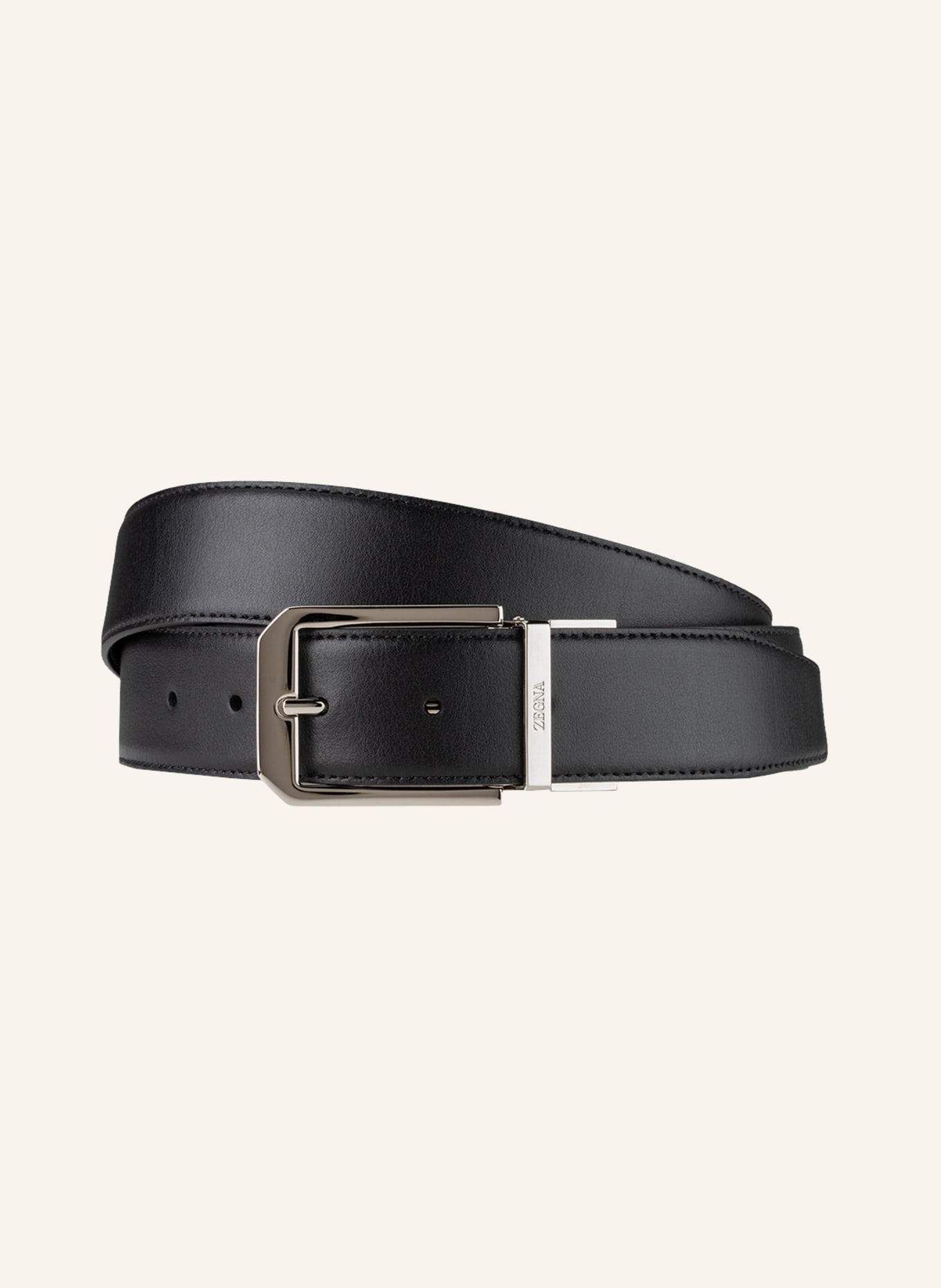 ZEGNA Reversible leather belt, Color: BLACK (Image 1)