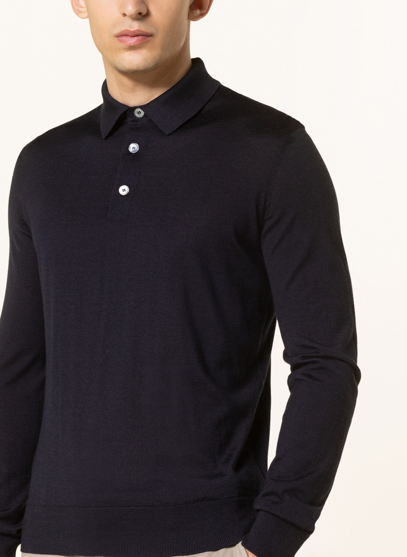 ZEGNA Strick-Poloshirt mit Seide: DUNKELBLAU