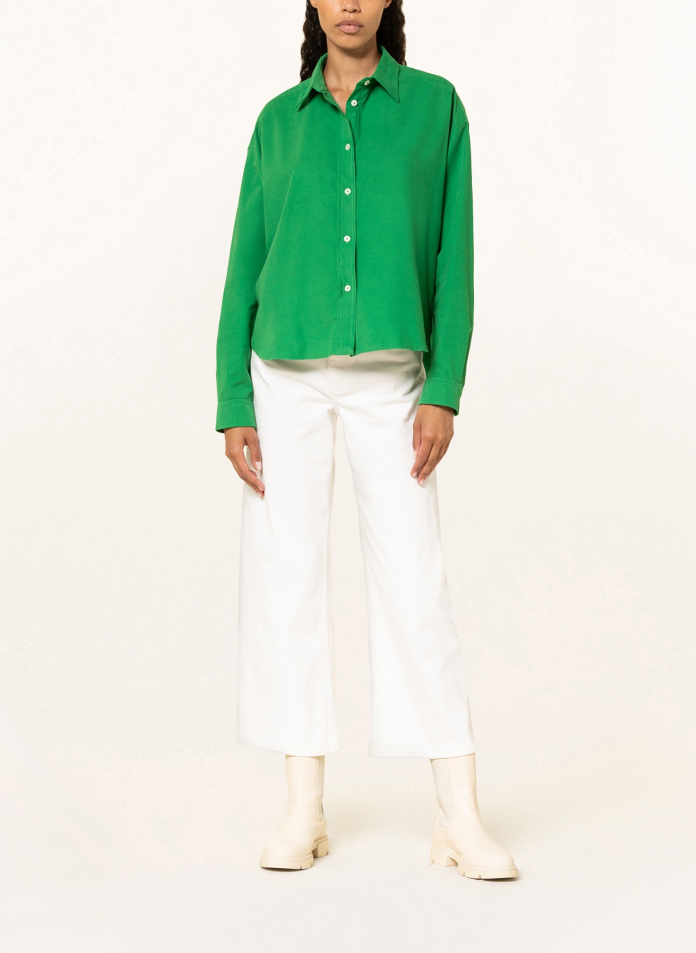 lilienfels Cropped shirt blouse, Color: GREEN (Image 2)