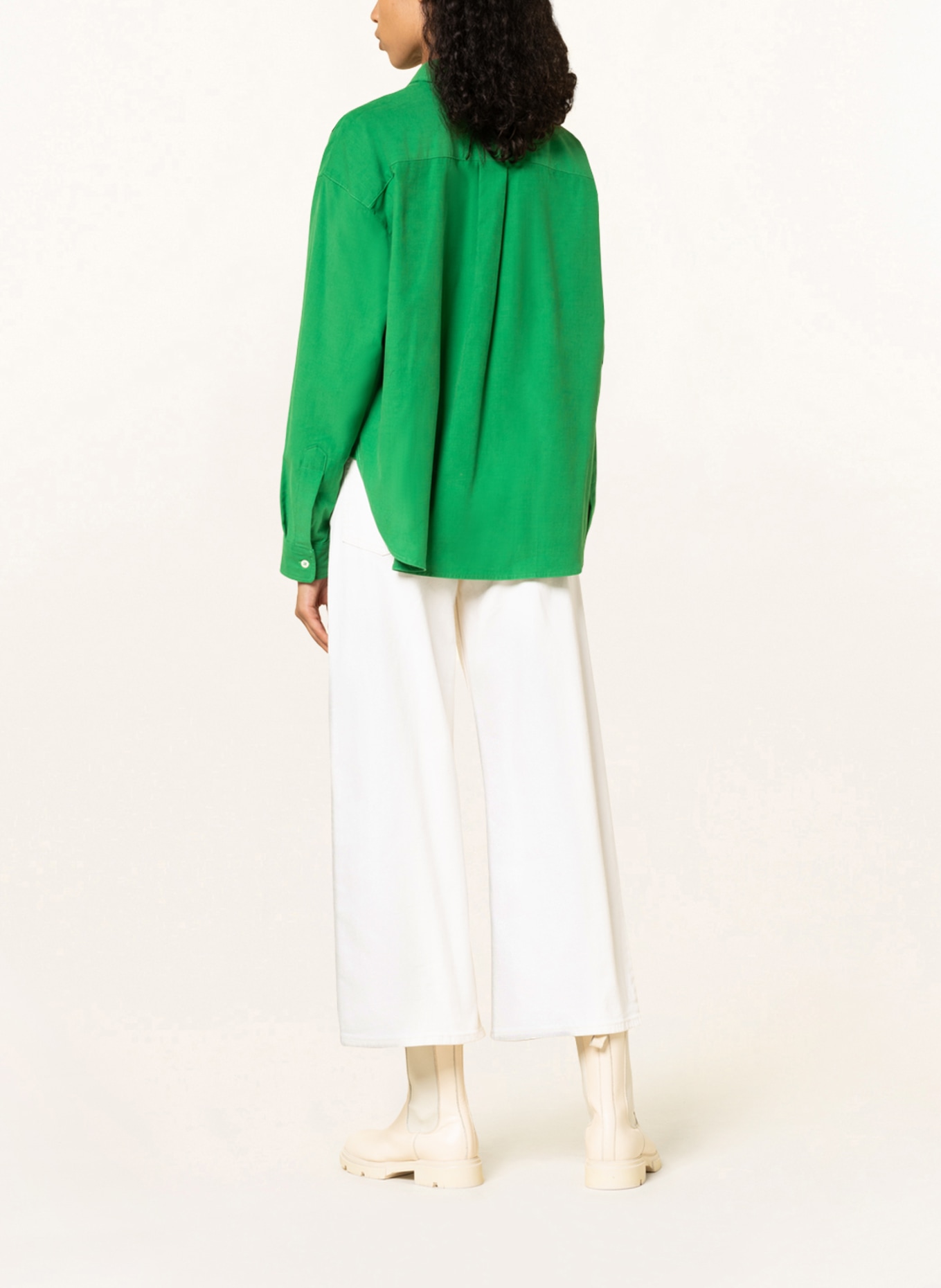 lilienfels Cropped shirt blouse, Color: GREEN (Image 3)