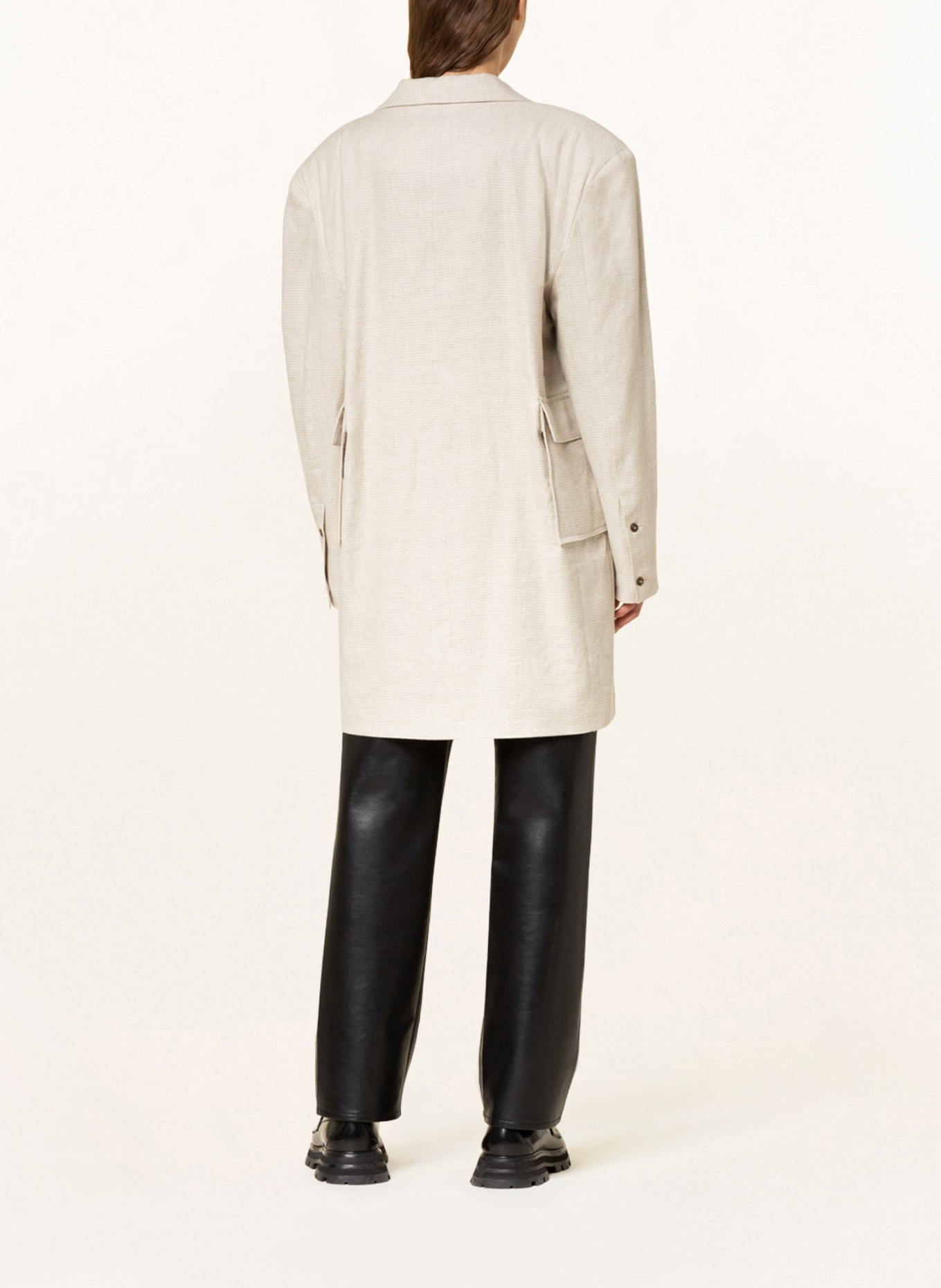 by Aylin Koenig Long blazer MANON with linen, Color: CREAM (Image 3)