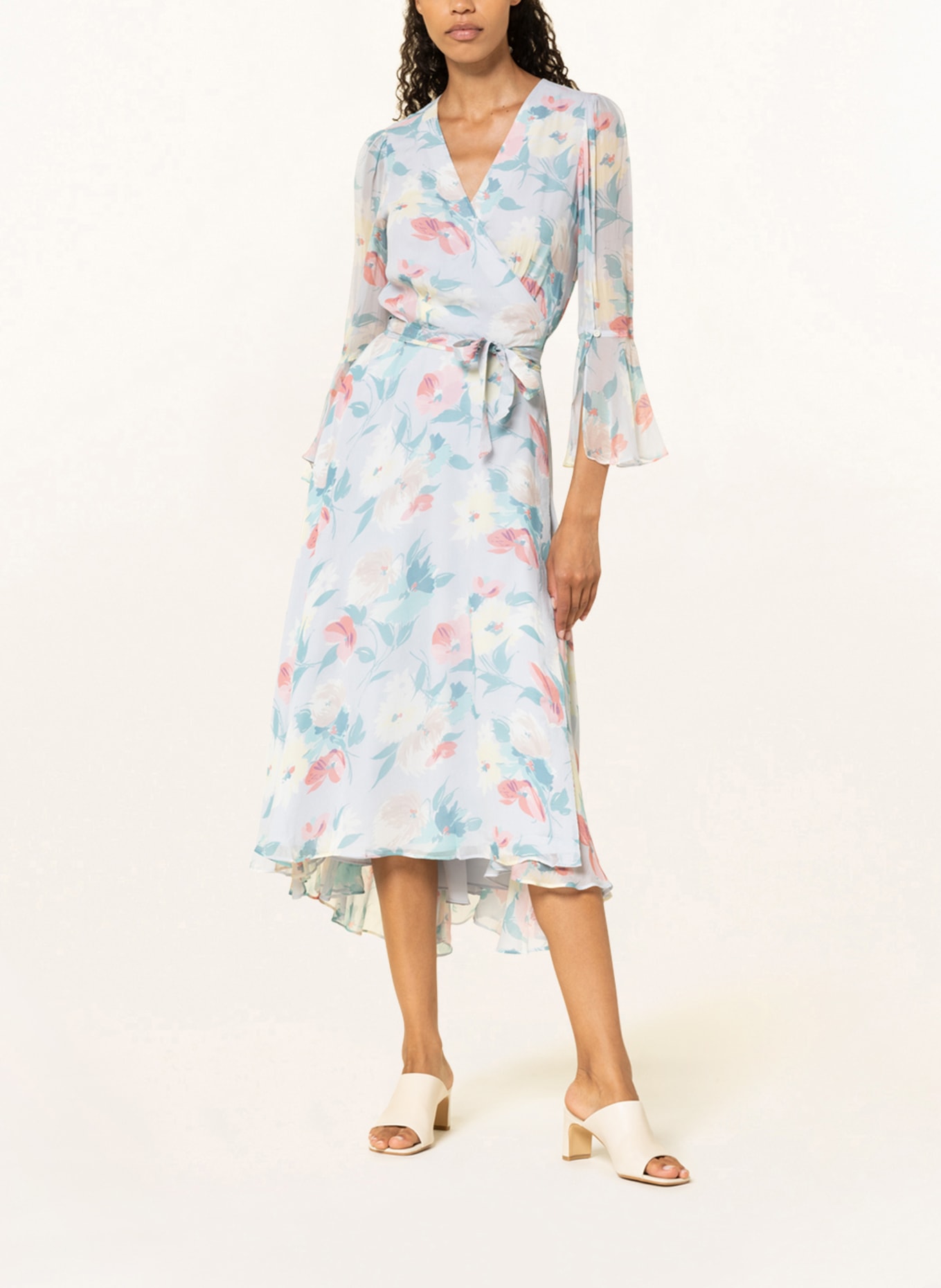 POLO RALPH LAUREN Wrap dress with 3/4 sleeves , Color: LIGHT BLUE/ LIGHT RED/ DARK GREEN (Image 2)