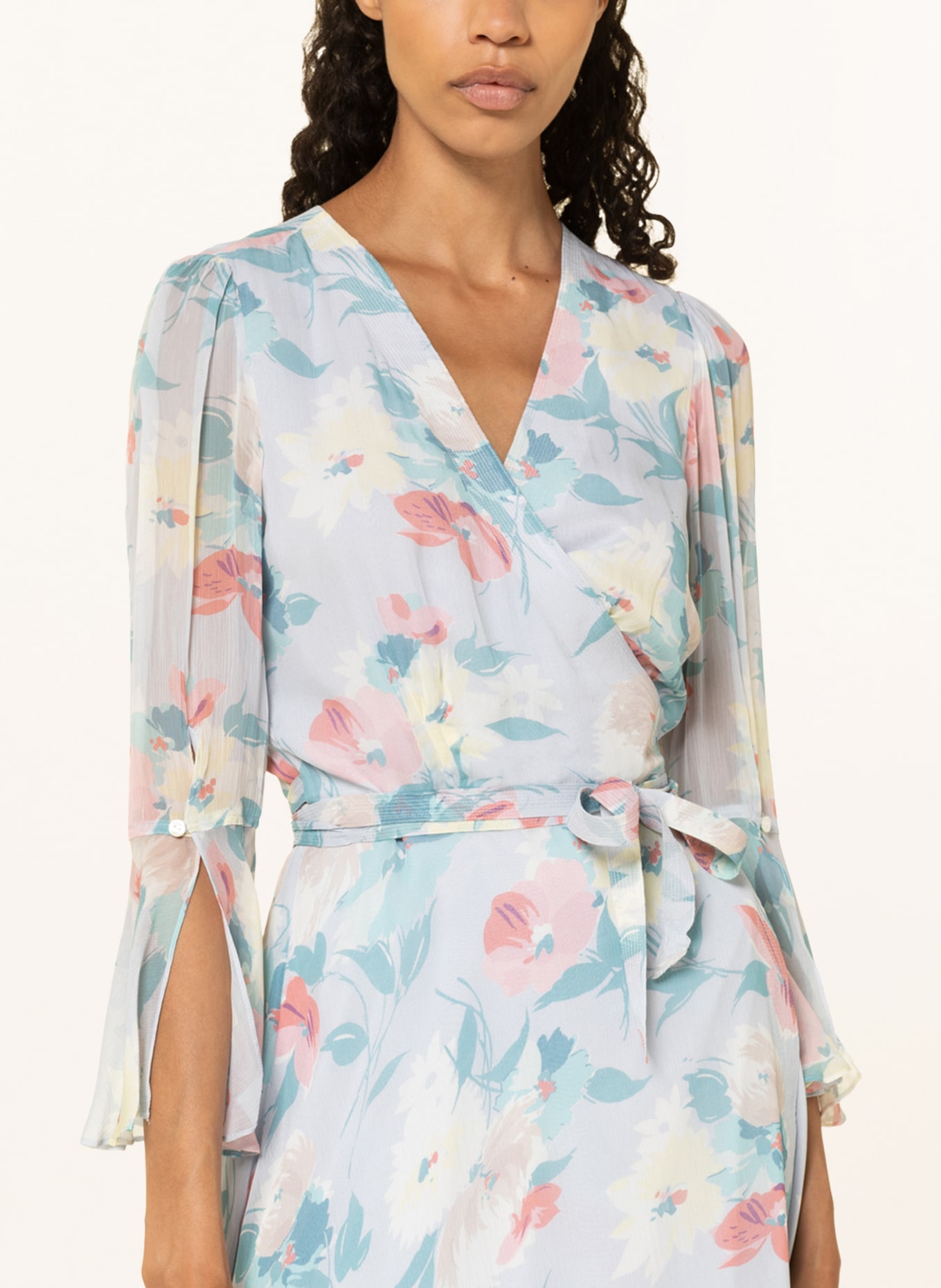 POLO RALPH LAUREN Wrap dress with 3/4 sleeves , Color: LIGHT BLUE/ LIGHT RED/ DARK GREEN (Image 4)