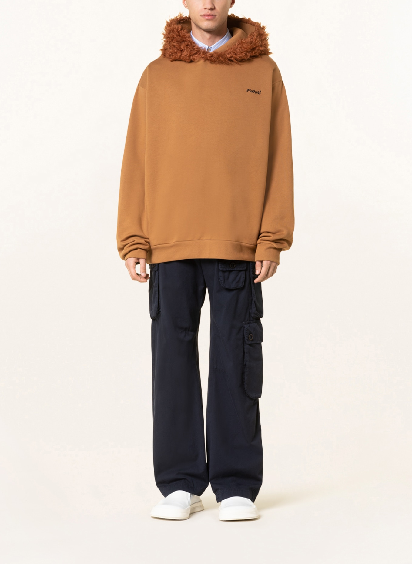 MARNI Hoodie with faux fur, Color: CAMEL (Image 2)
