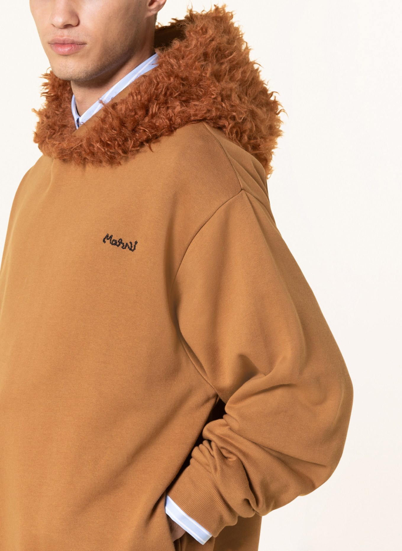 MARNI Hoodie with faux fur, Color: CAMEL (Image 5)