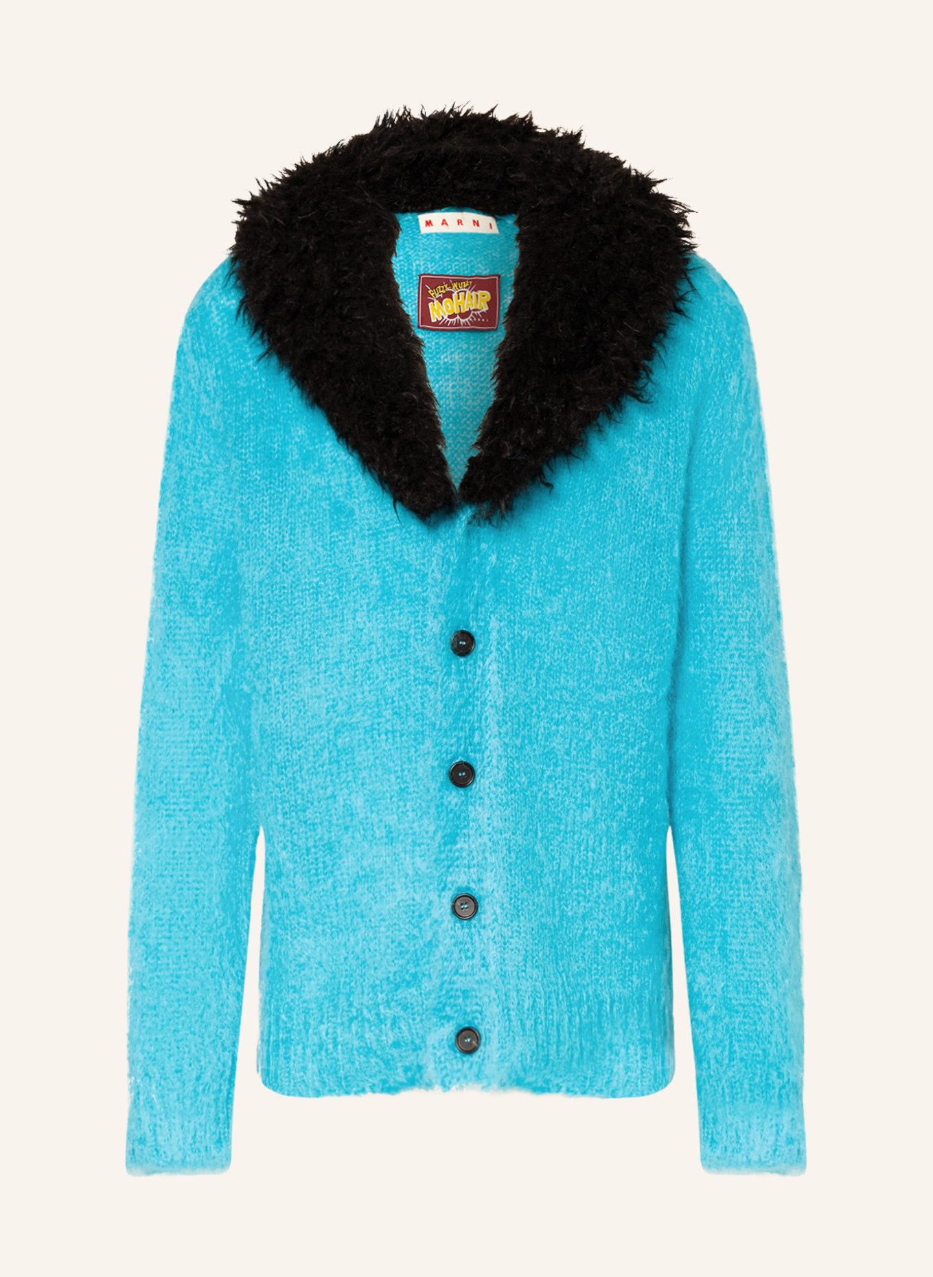 MARNI Oversized cardigan made of mohair, Color: NEON BLUE/ BLACK (Image 1)