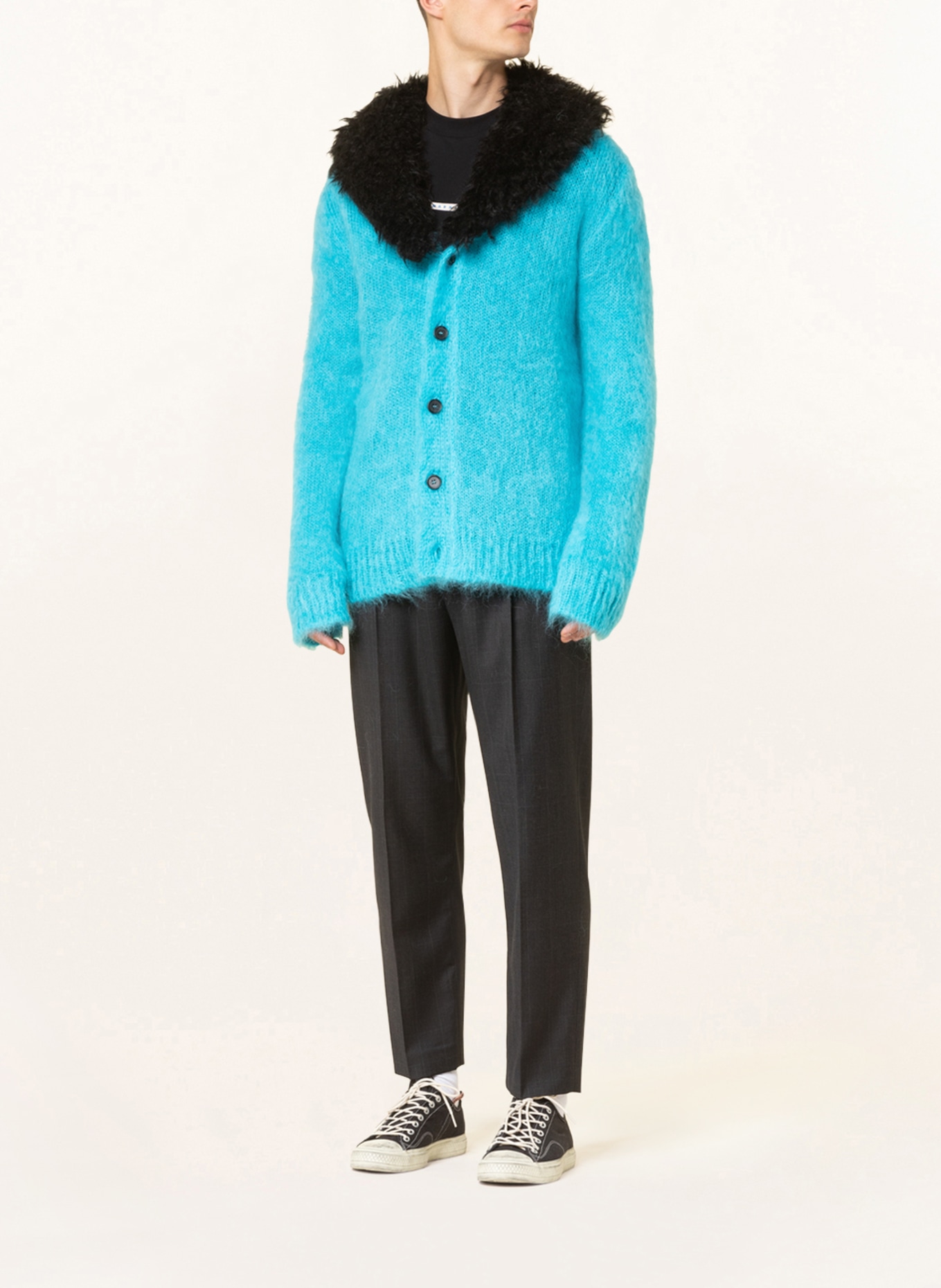 MARNI Oversized cardigan made of mohair, Color: NEON BLUE/ BLACK (Image 2)