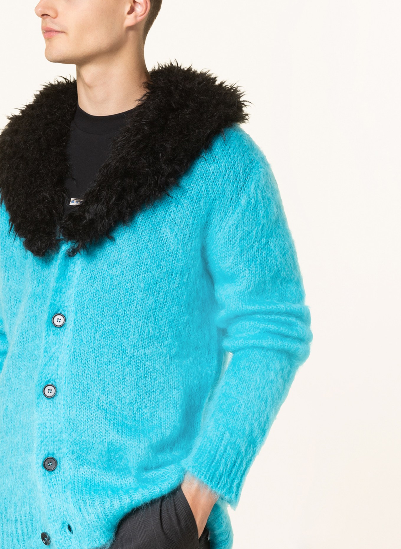MARNI Oversized cardigan made of mohair, Color: NEON BLUE/ BLACK (Image 4)